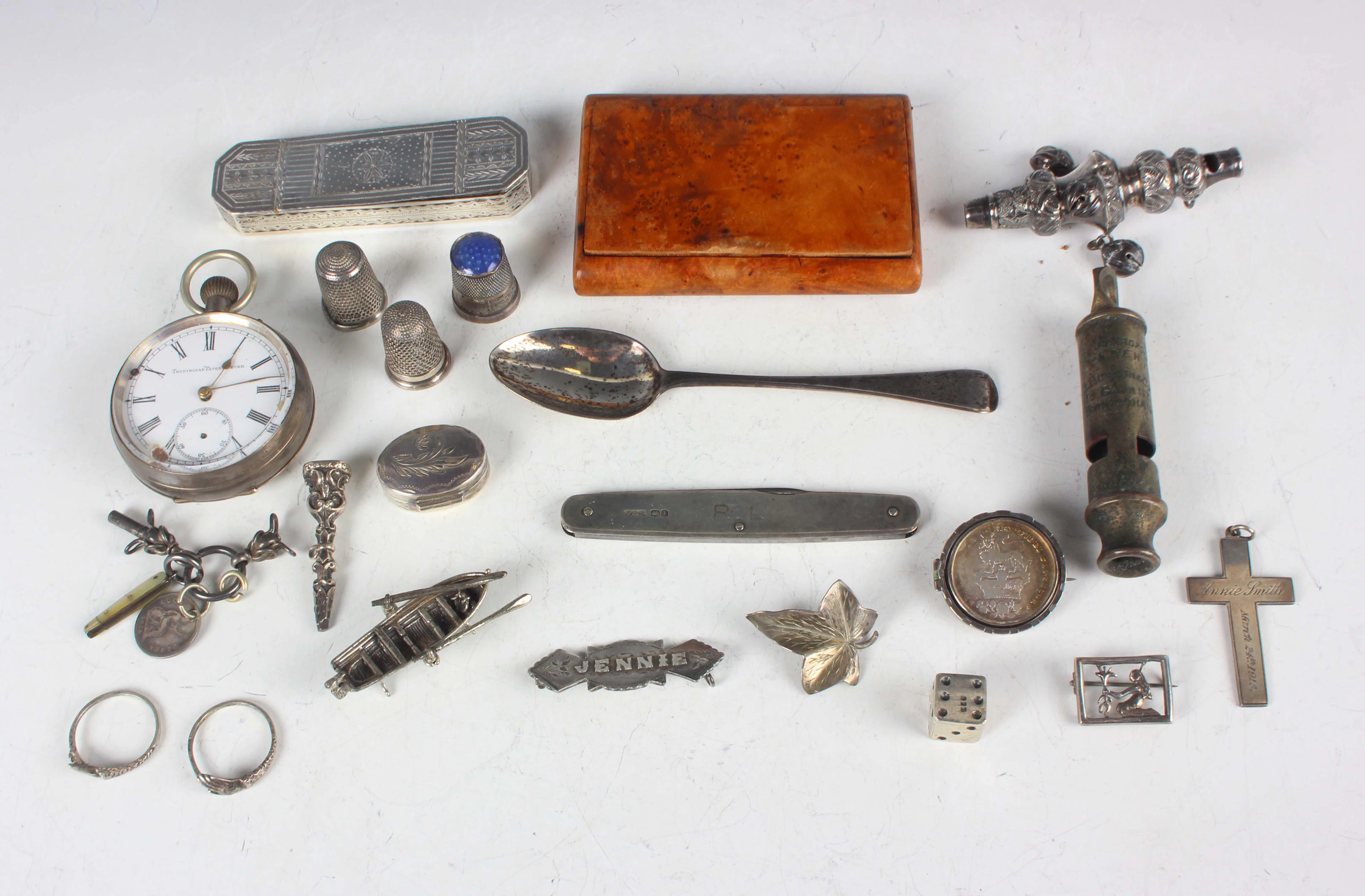 A George III silver toothpick case of rectangular cut cornered form