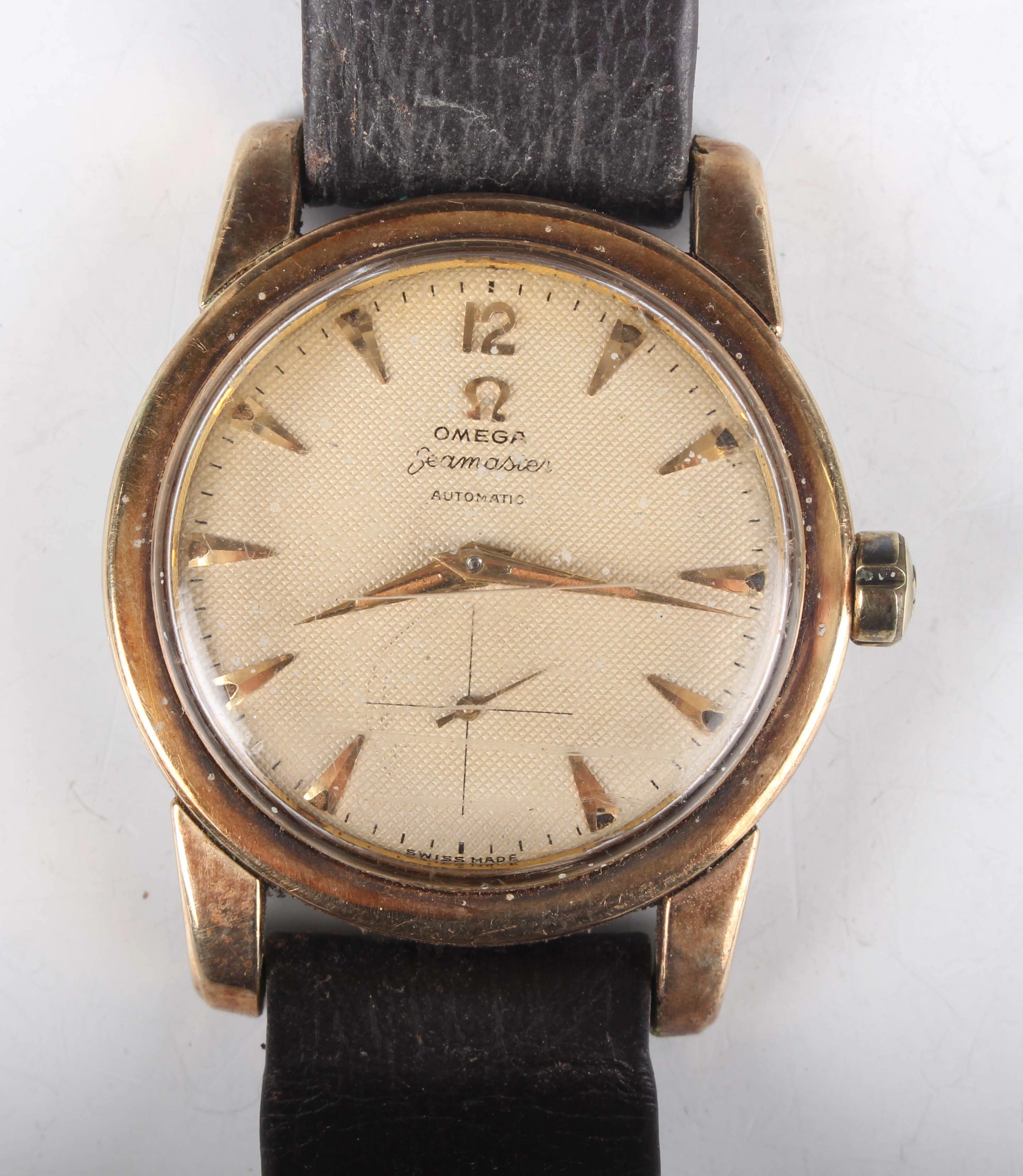 An Omega Seamaster Automatic gilt metal fronted and steel backed gentleman's