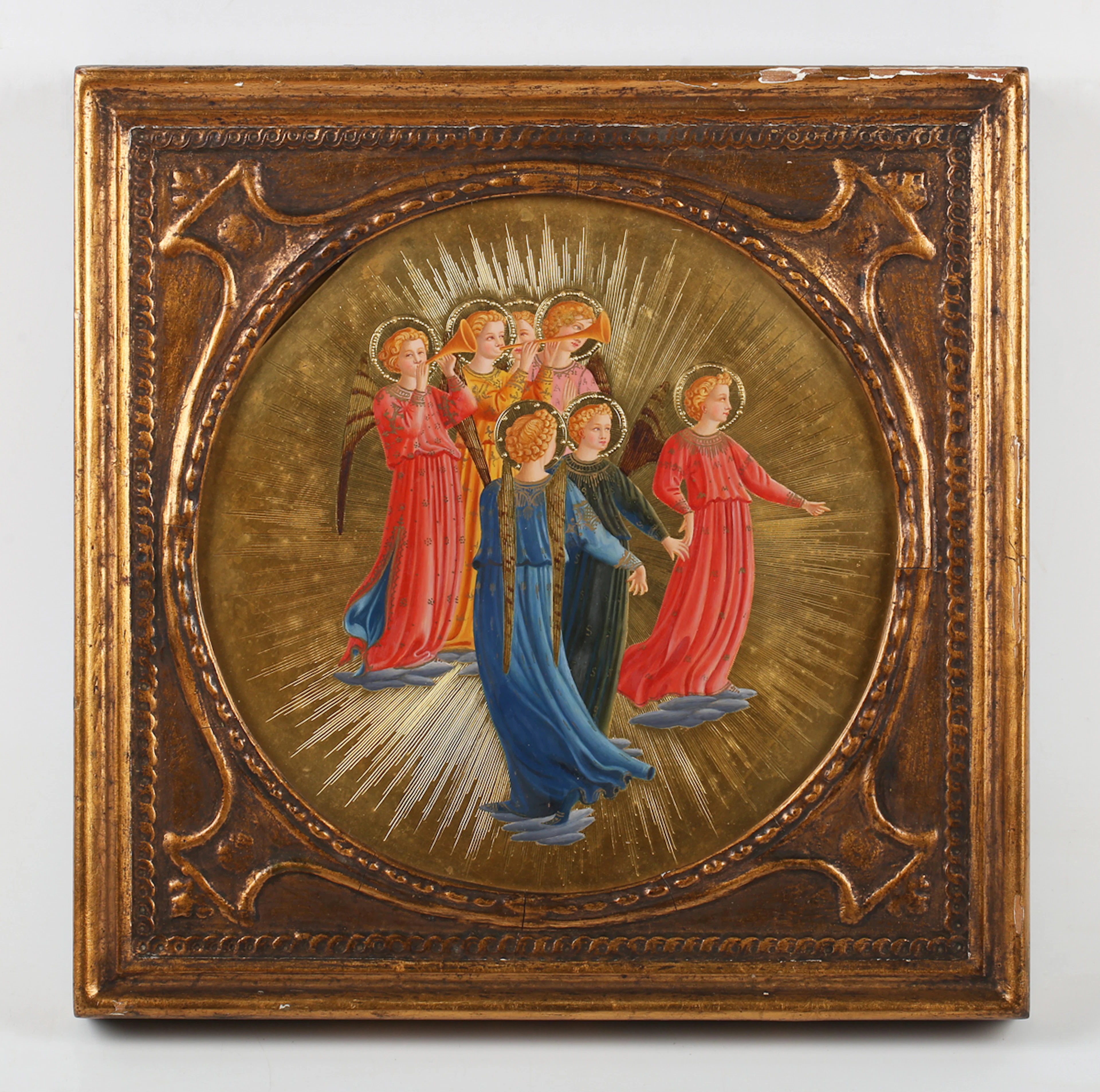 Manner of Fra Angelico - Choir of angels, oil on a gold ground, tondo
