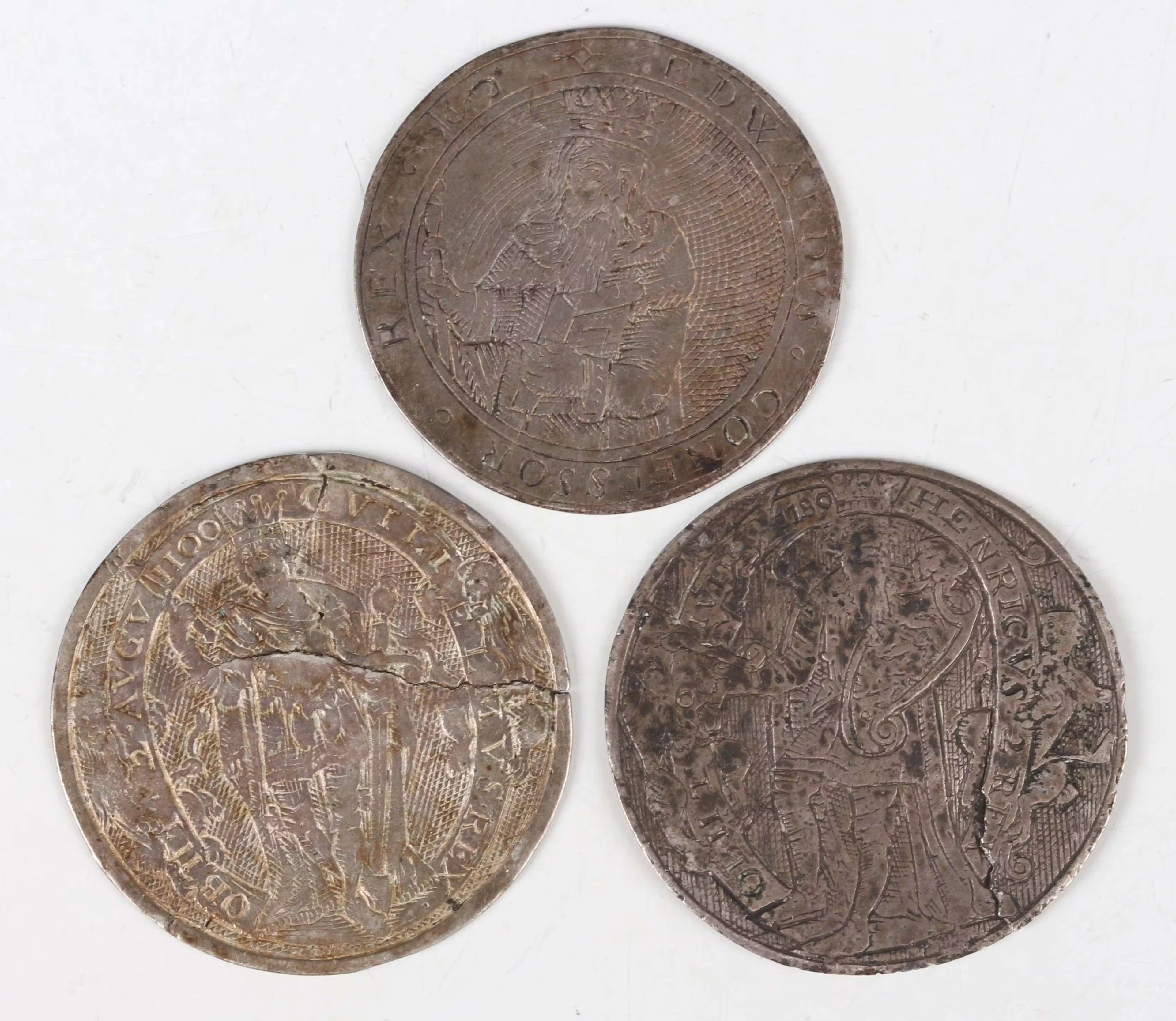 A group of three 17th century silver counters in the manner of Simon