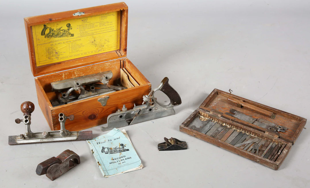 A Record No. 405 multiplane, boxed, together with a boxed set of blades