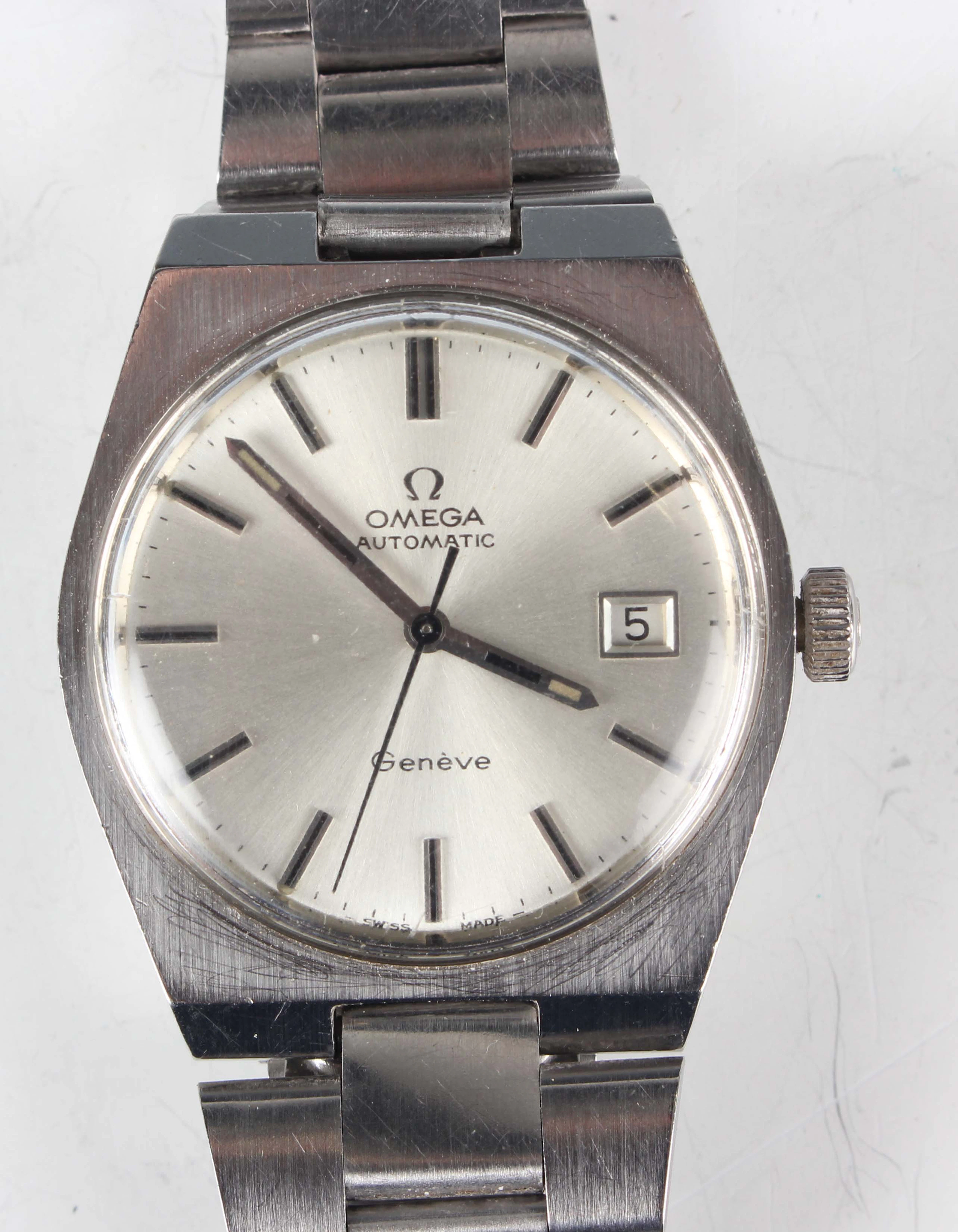 An Omega Automatic Genève stainless steel gentleman's bracelet wristwatch