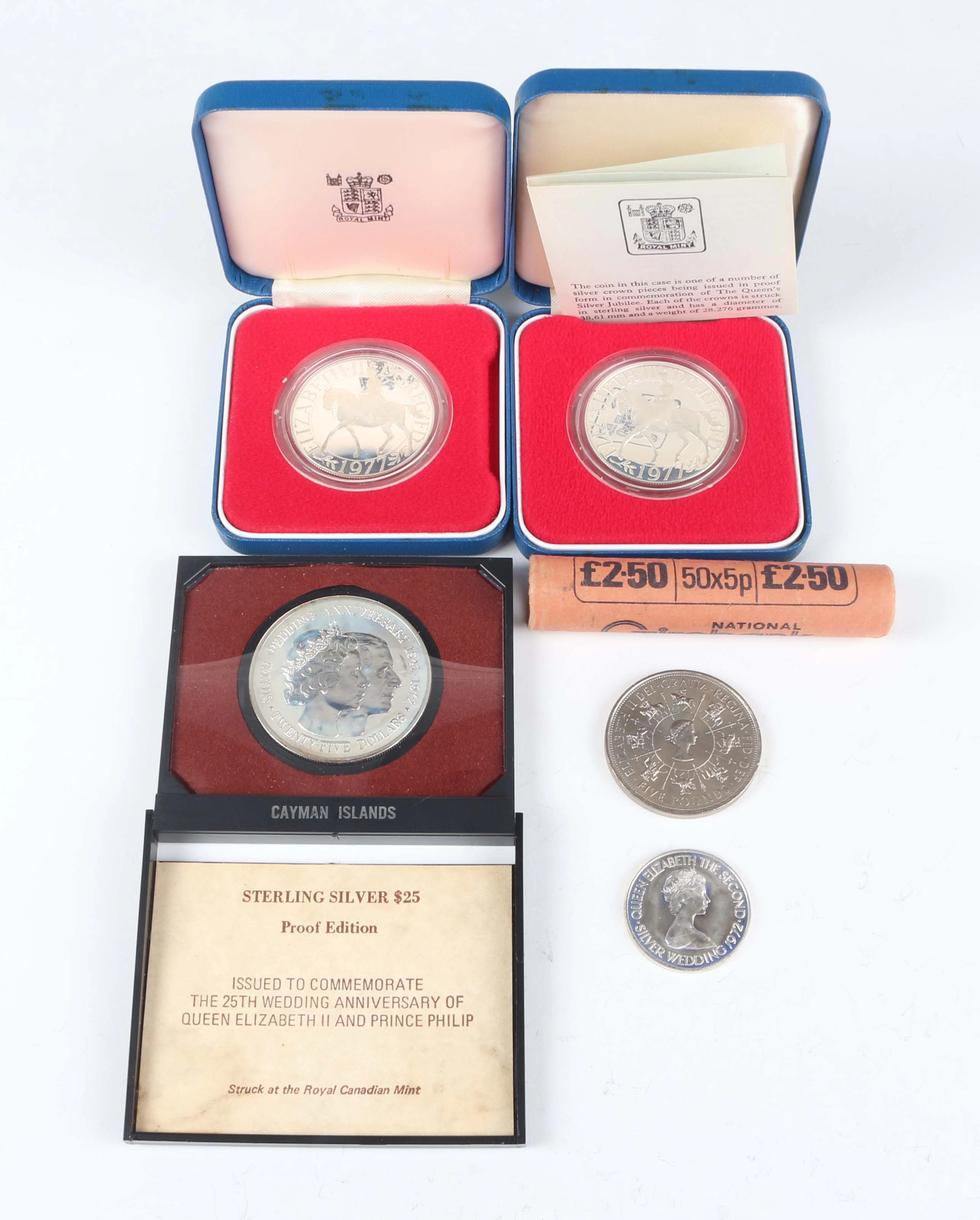 Two Elizabeth II Silver Jubilee silver proof crowns 1977, each cased