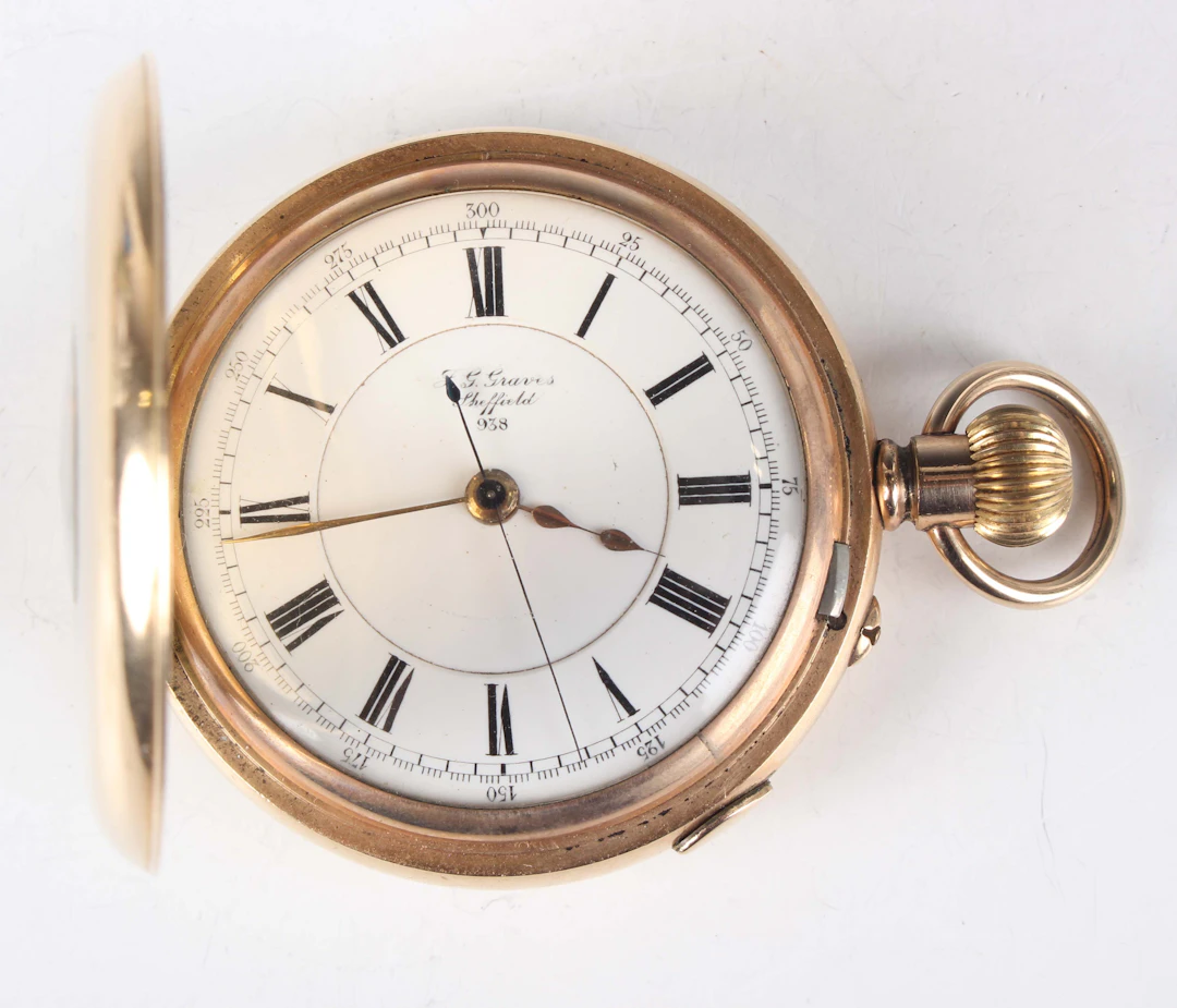 A J.G. Graves gilt metal half-hunting cased keyless wind gentleman's