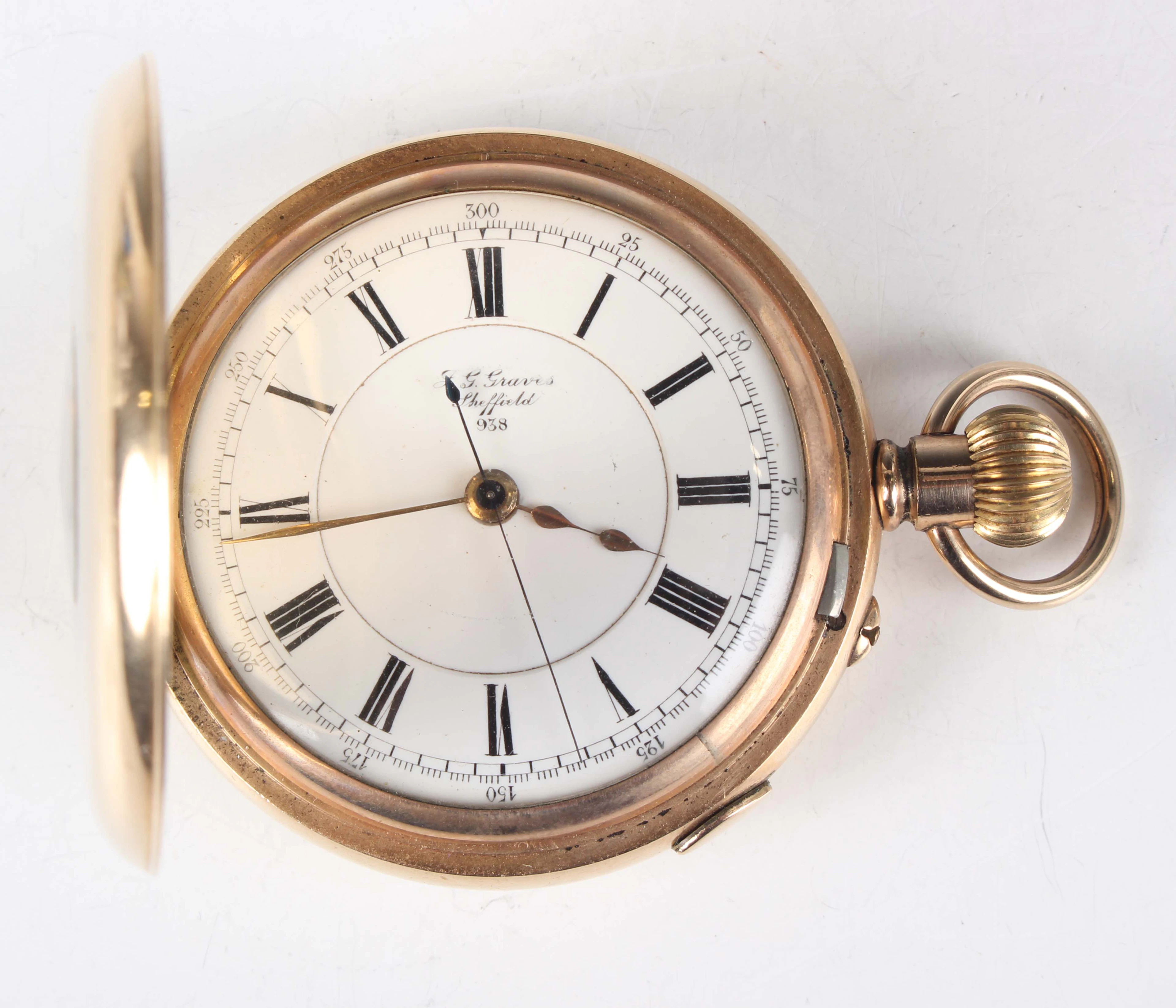 A J.G. Graves gilt metal half-hunting cased keyless wind gentleman's
