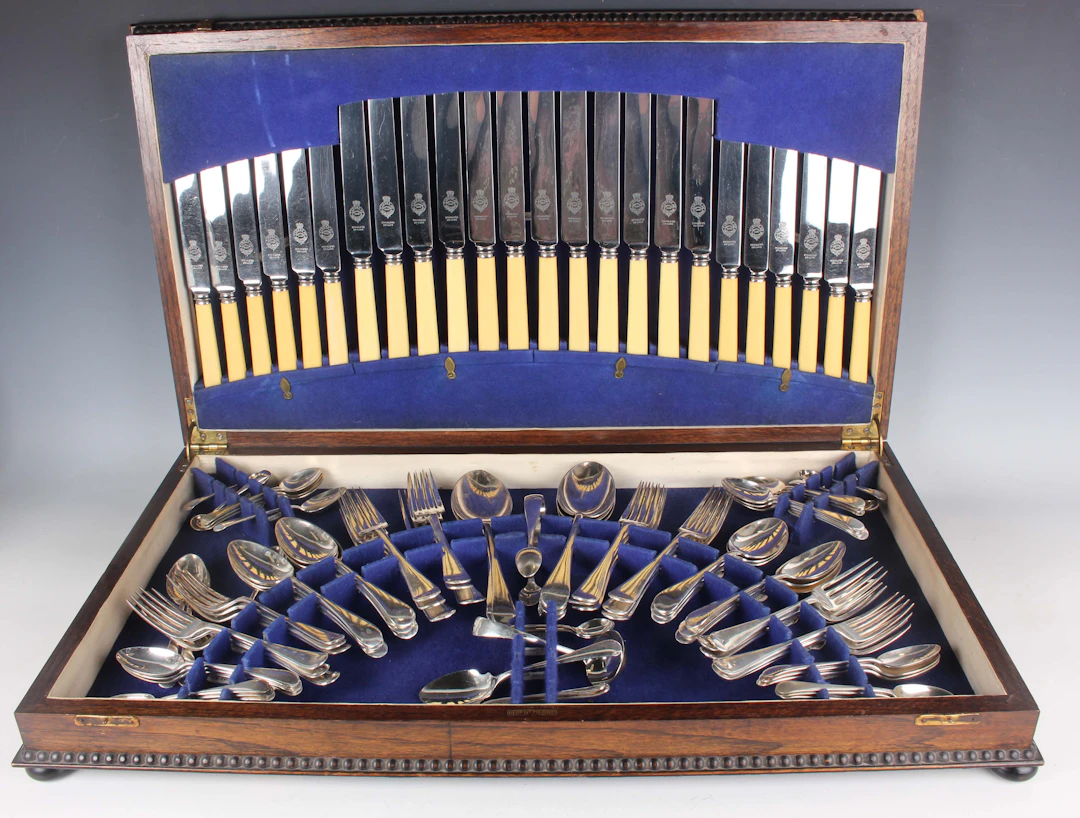 A George V part canteen of plated Old English pattern cutlery, comprising