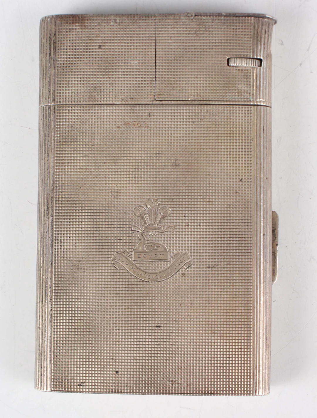 A George VI silver combination cigarette case and lighter, the front