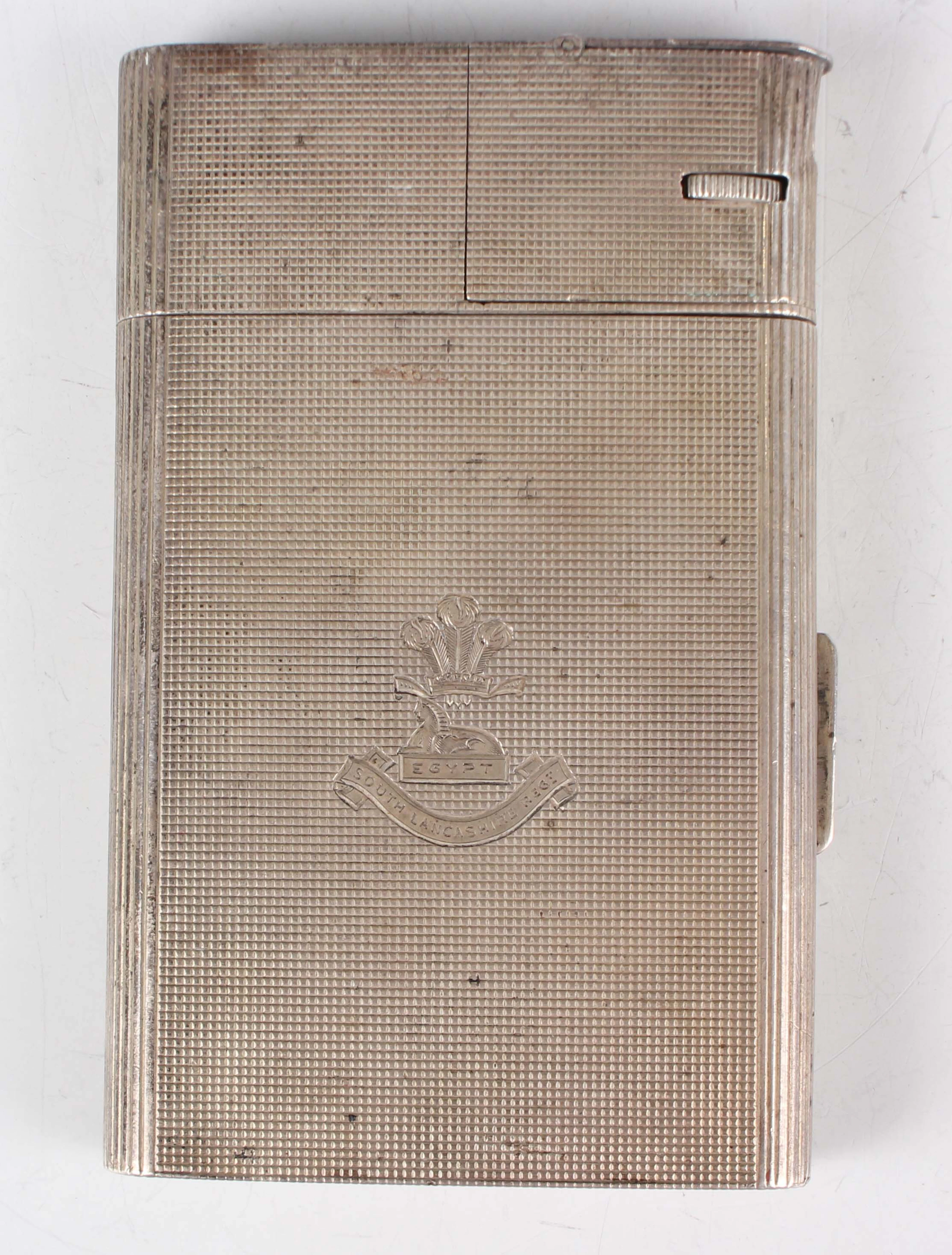 A George VI silver combination cigarette case and lighter, the front