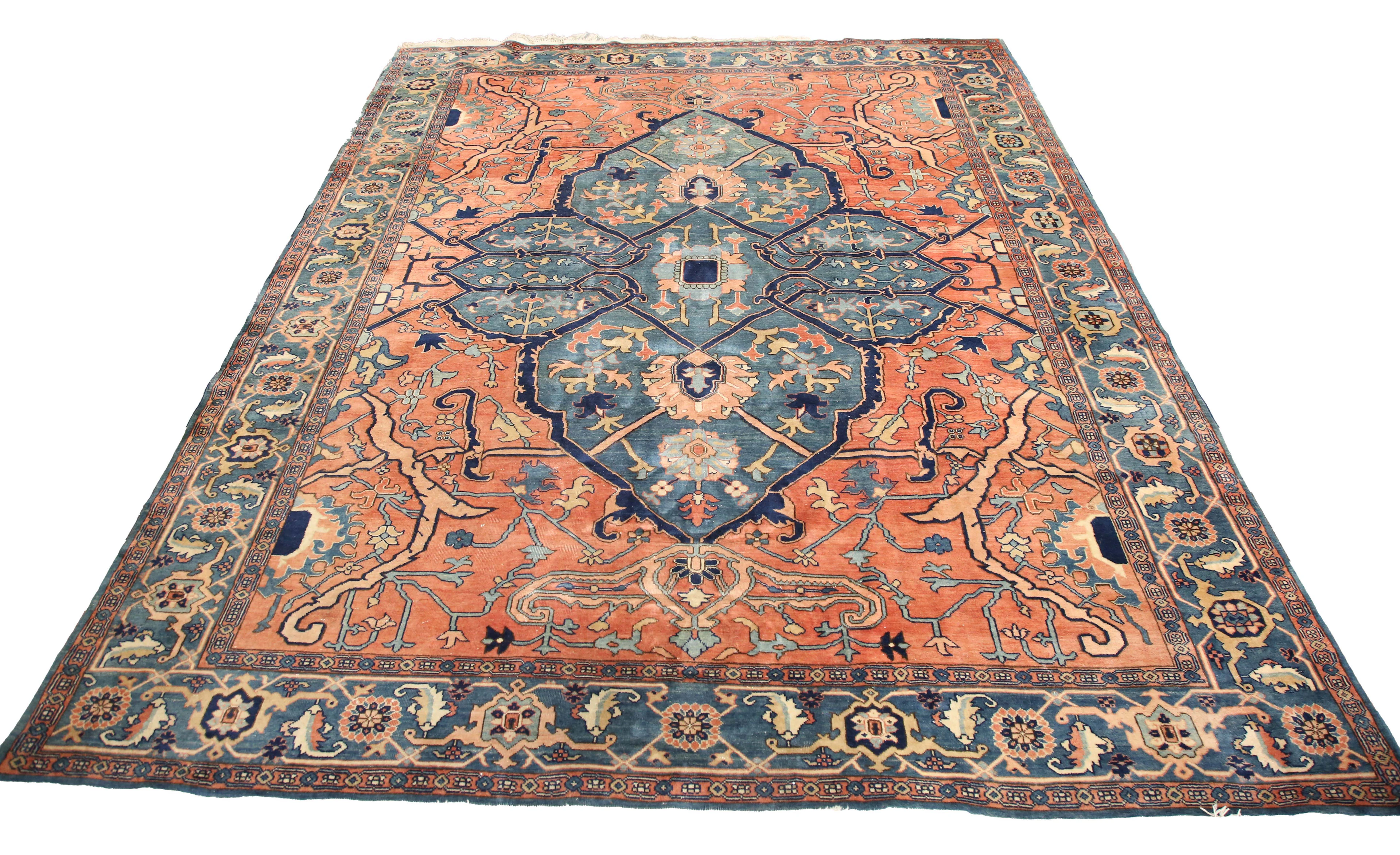 A Ziegler design carpet, late 20th century, the shaded terracotta