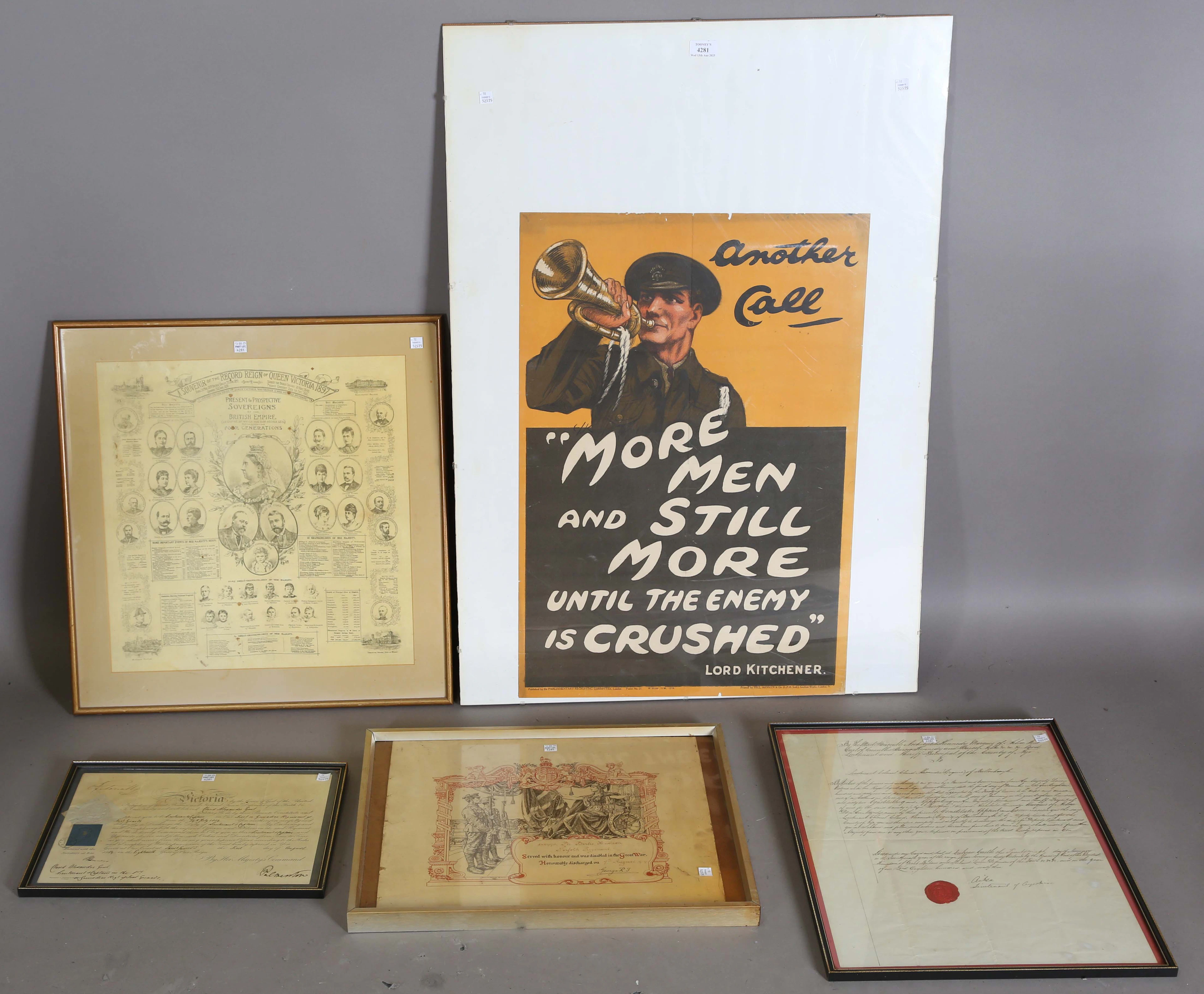 "A small collection of First World War period posters and other framed
