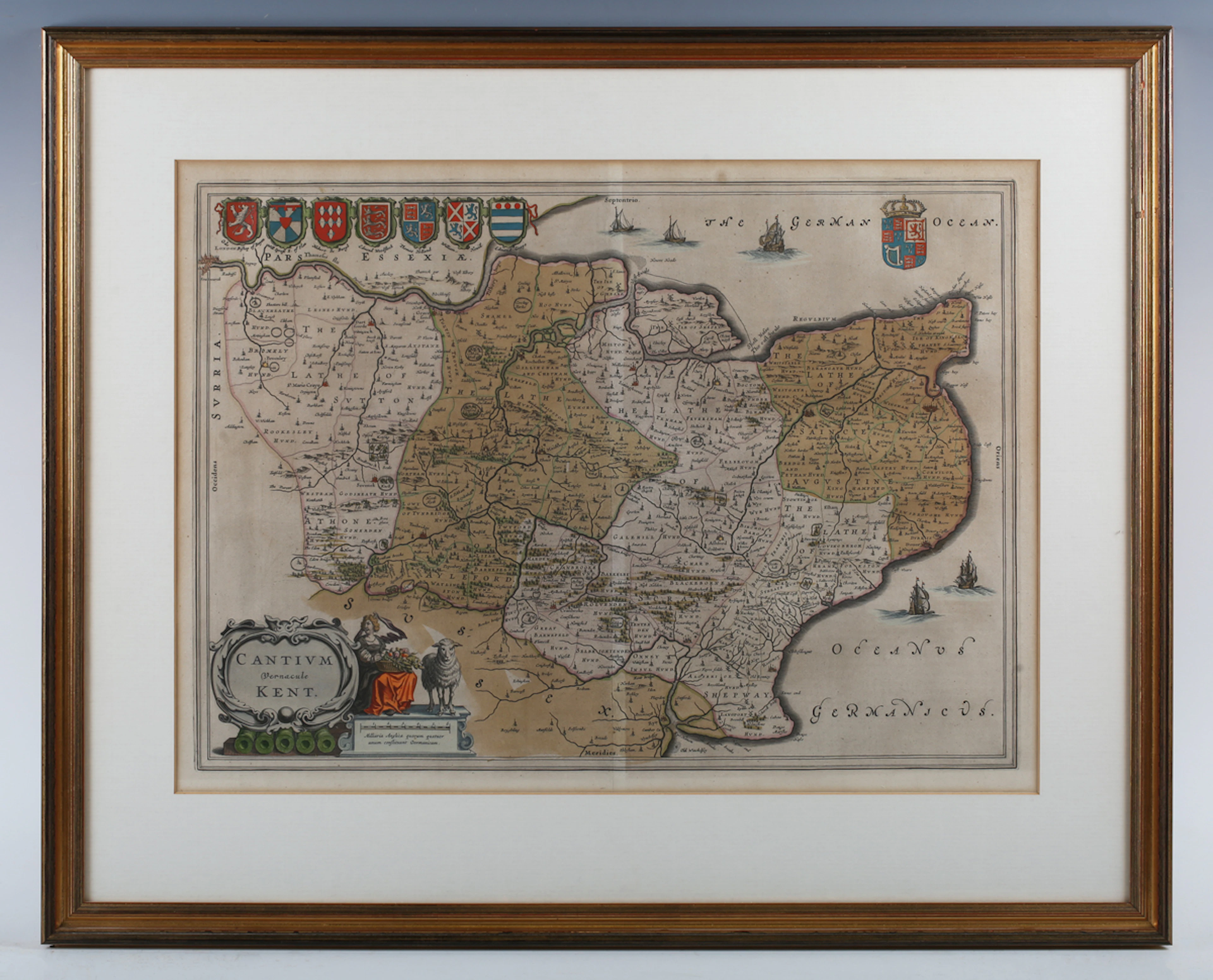 Johannes Blaeu (1650-1712) - 'Cantium Vernacule Kent': map of Kent