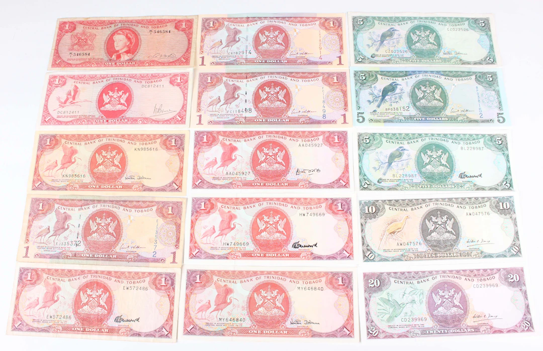 A collection of Central Bank of Trinidad and Tobago twenty dollars