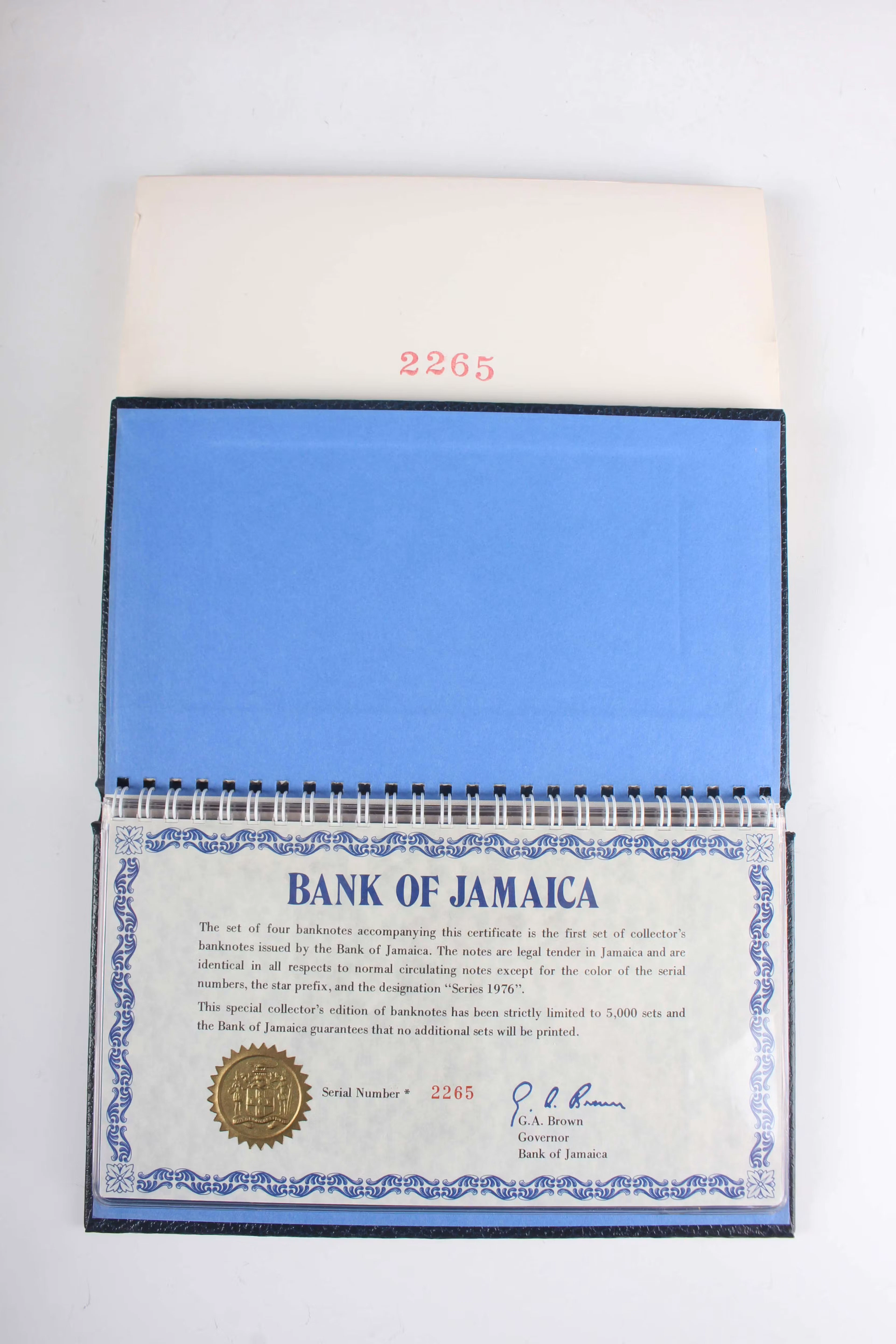 A Bank of Jamaica deluxe presentation four-banknote set, comprising