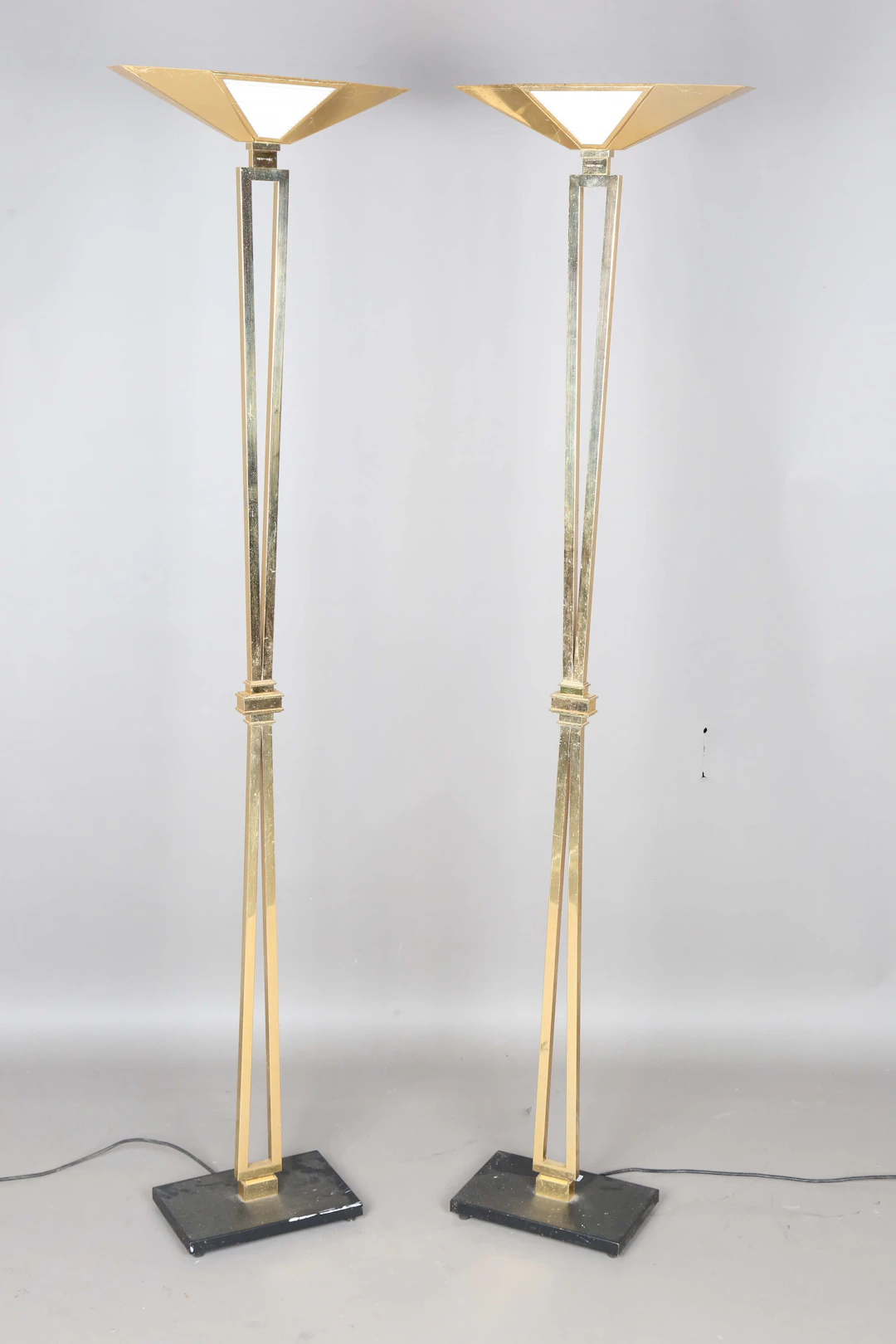 A pair of mid/late 20th century Italian gilt brass lamp standards