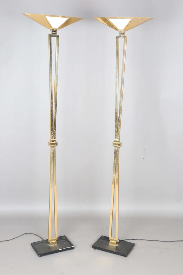 A pair of mid/late 20th century Italian gilt brass lamp standards