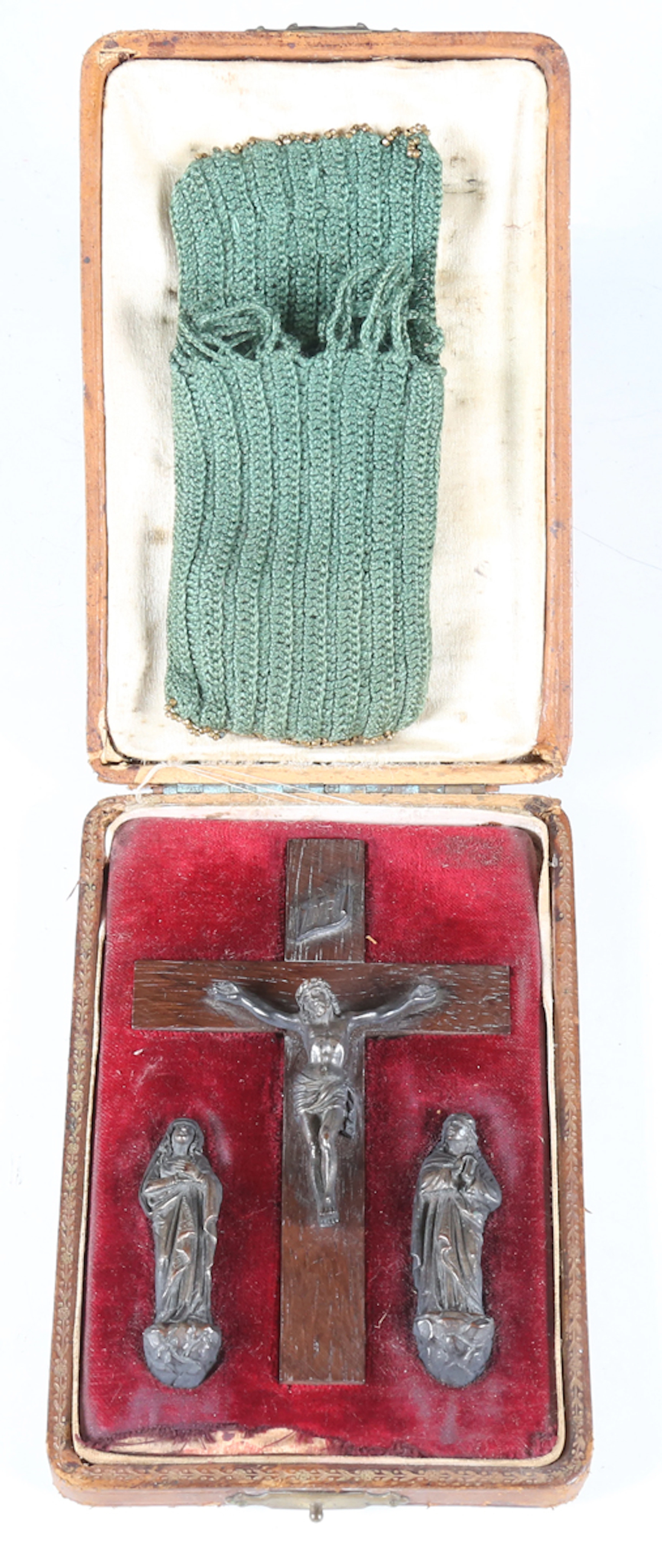 An early 20th century cast metal and oak portable Corpus Christi