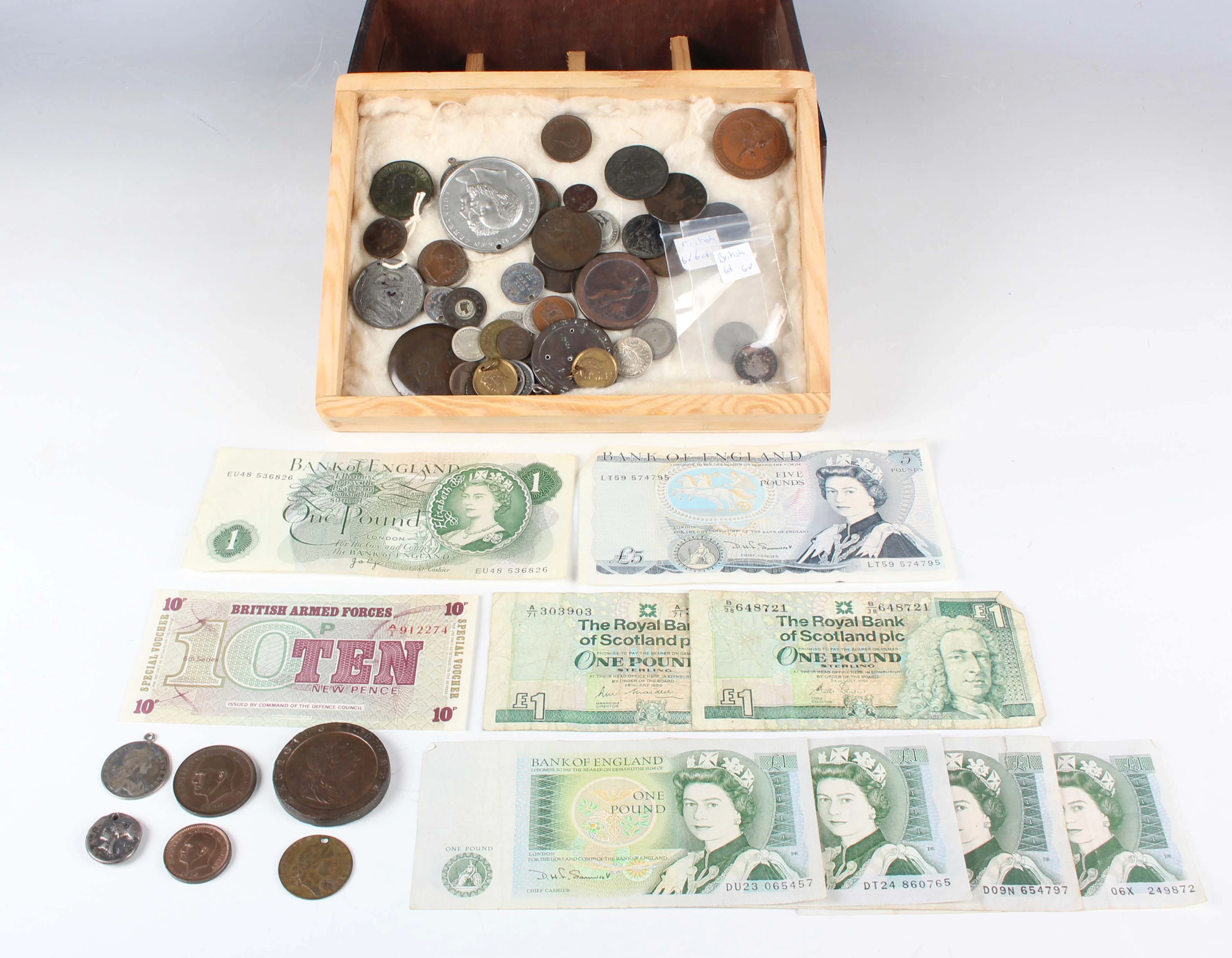 A collection of European and world coins, banknotes and paranumismatic