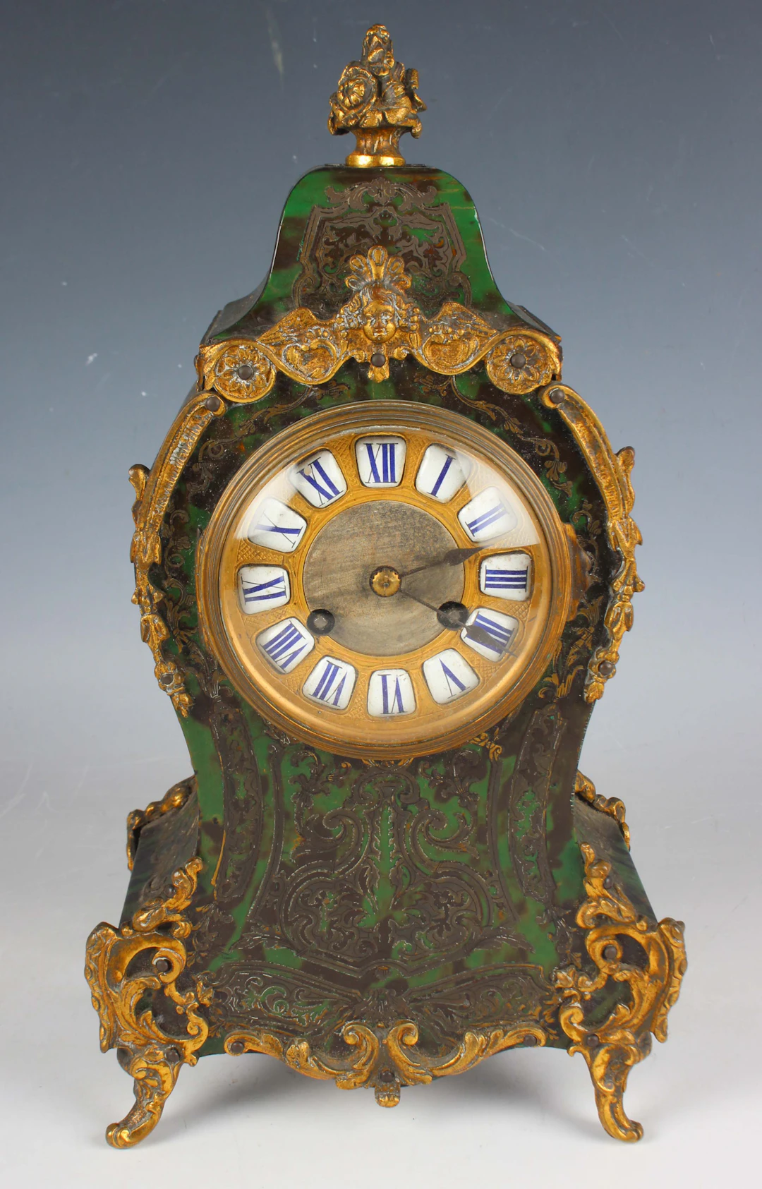 A late 19th century Louis XVI style gilt metal mounted green tortoiseshell