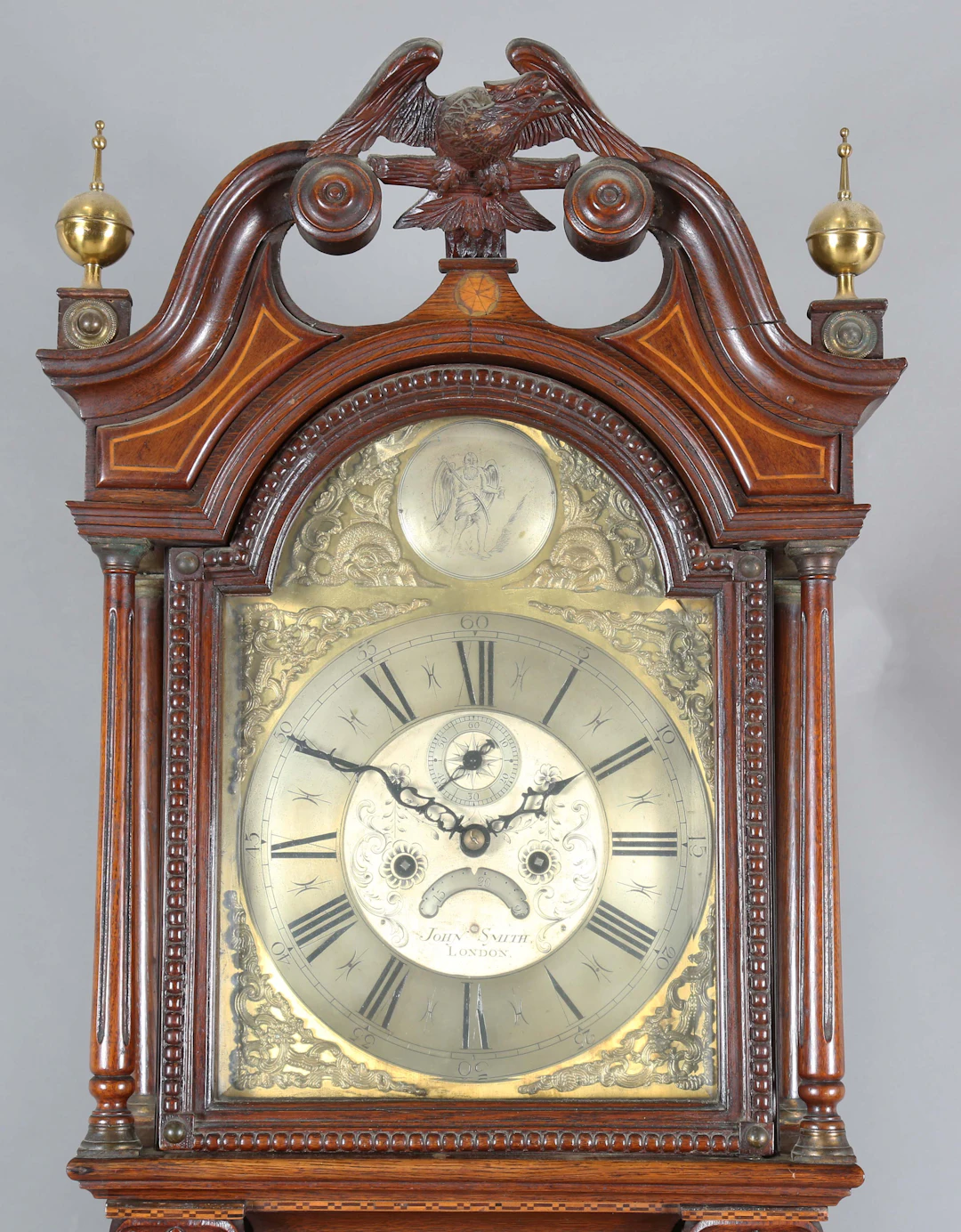 An 18th century brass eight day longcase clock movement striking on