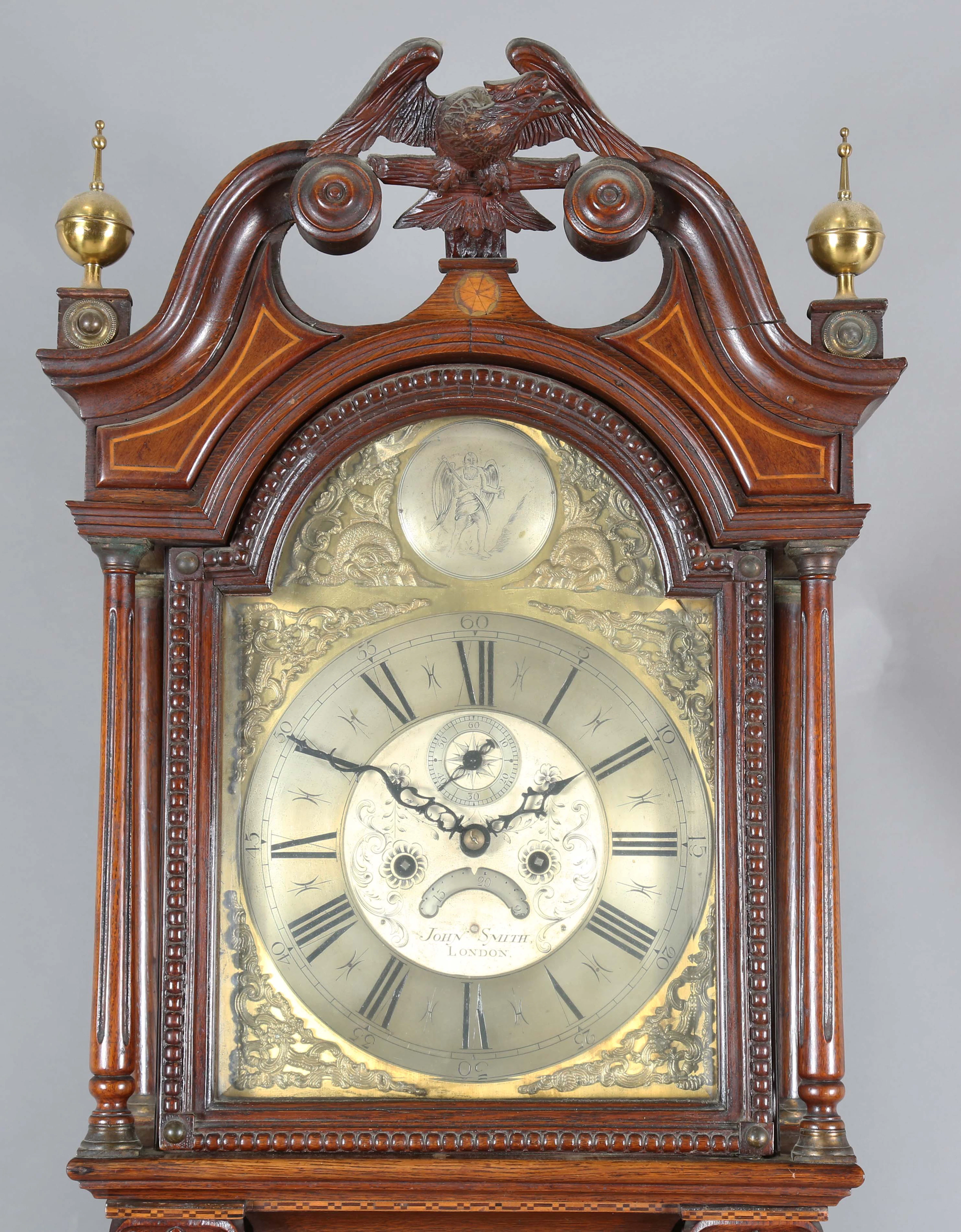 An 18th century brass eight day longcase clock movement striking on