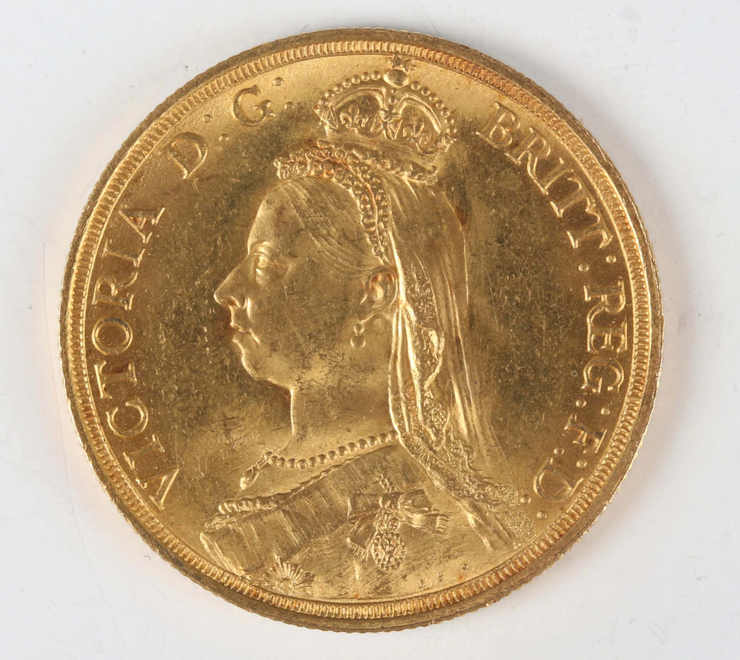 A Victoria Jubilee Head gold two pounds 1887, Sp 3865 (good/very fine).