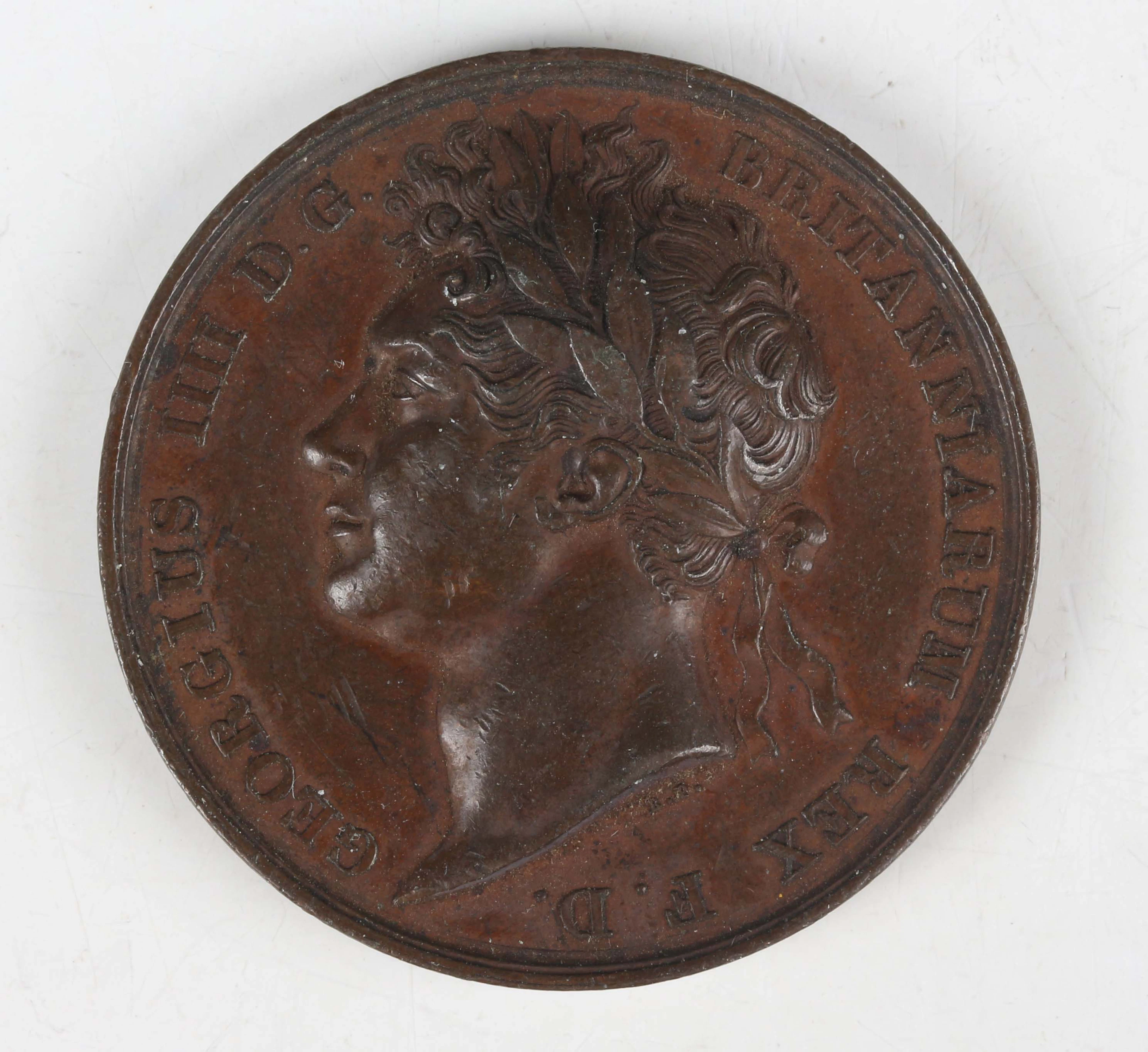 A George IV copper coronation medal 1821 by B. Pistrucci, obverse