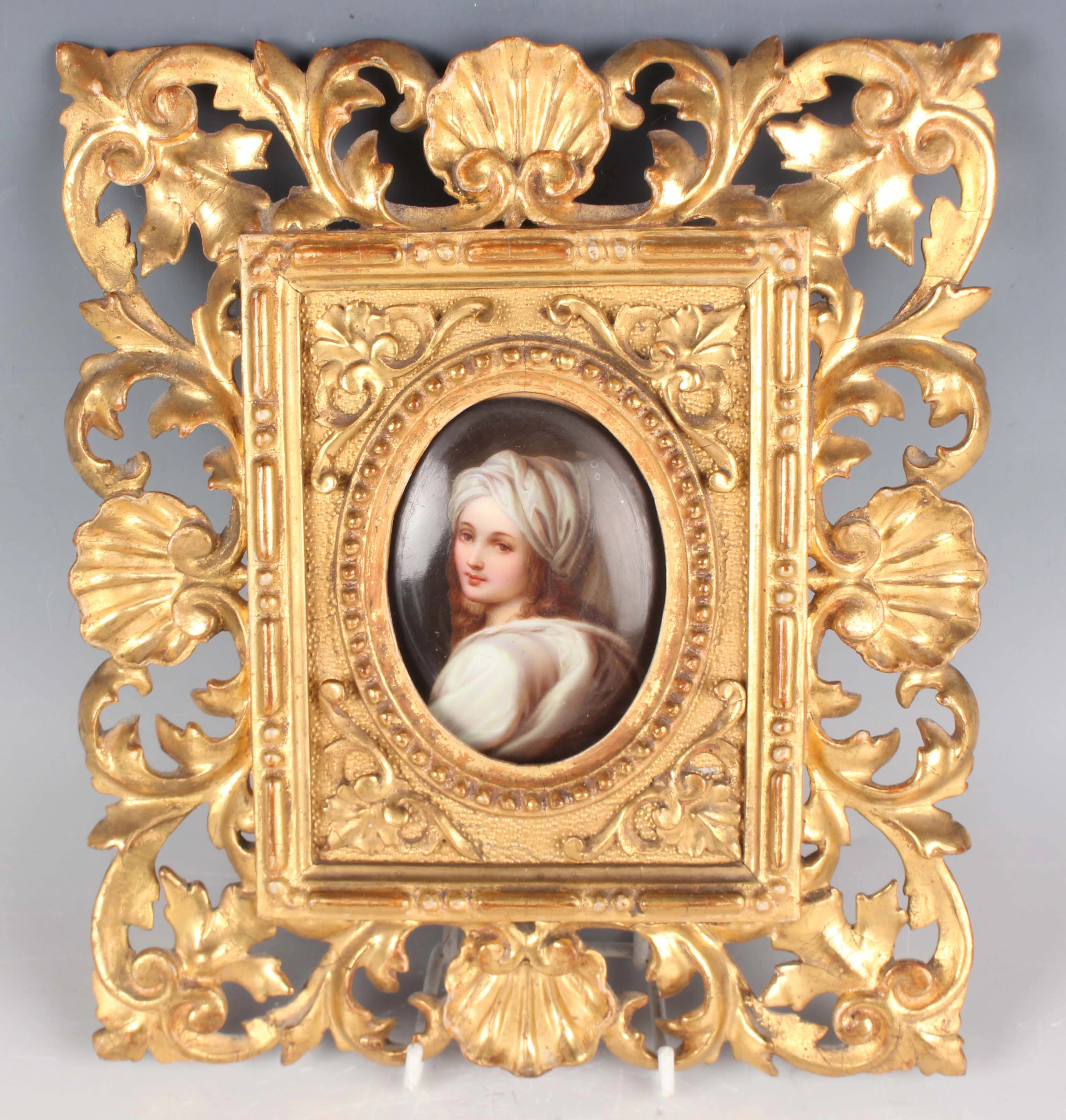 A Continental porcelain oval plaque, late 19th century, painted with