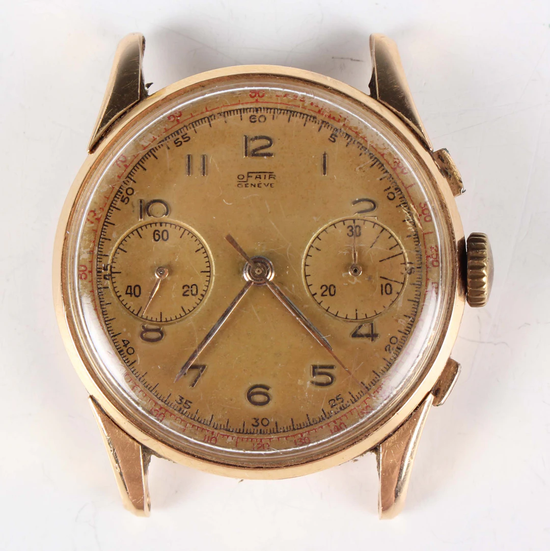 An Ofair Genève 18K gold circular cased gentleman's wristwatch with