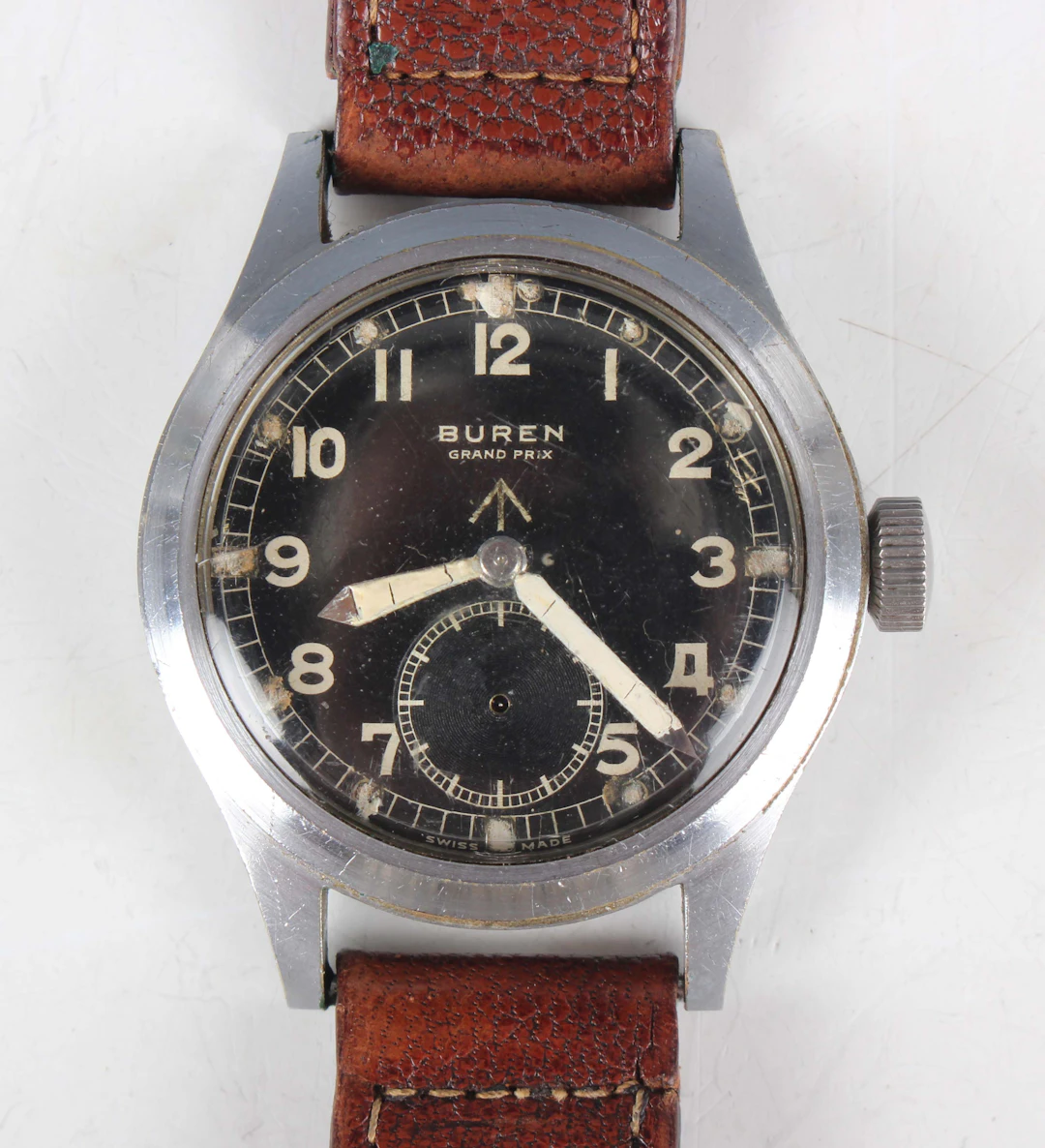 A Buren Grand Prix British military issue stainless steel circular