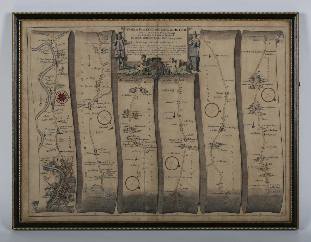 John Ogilby - 'The Road from London to the Lands End', four engravings
