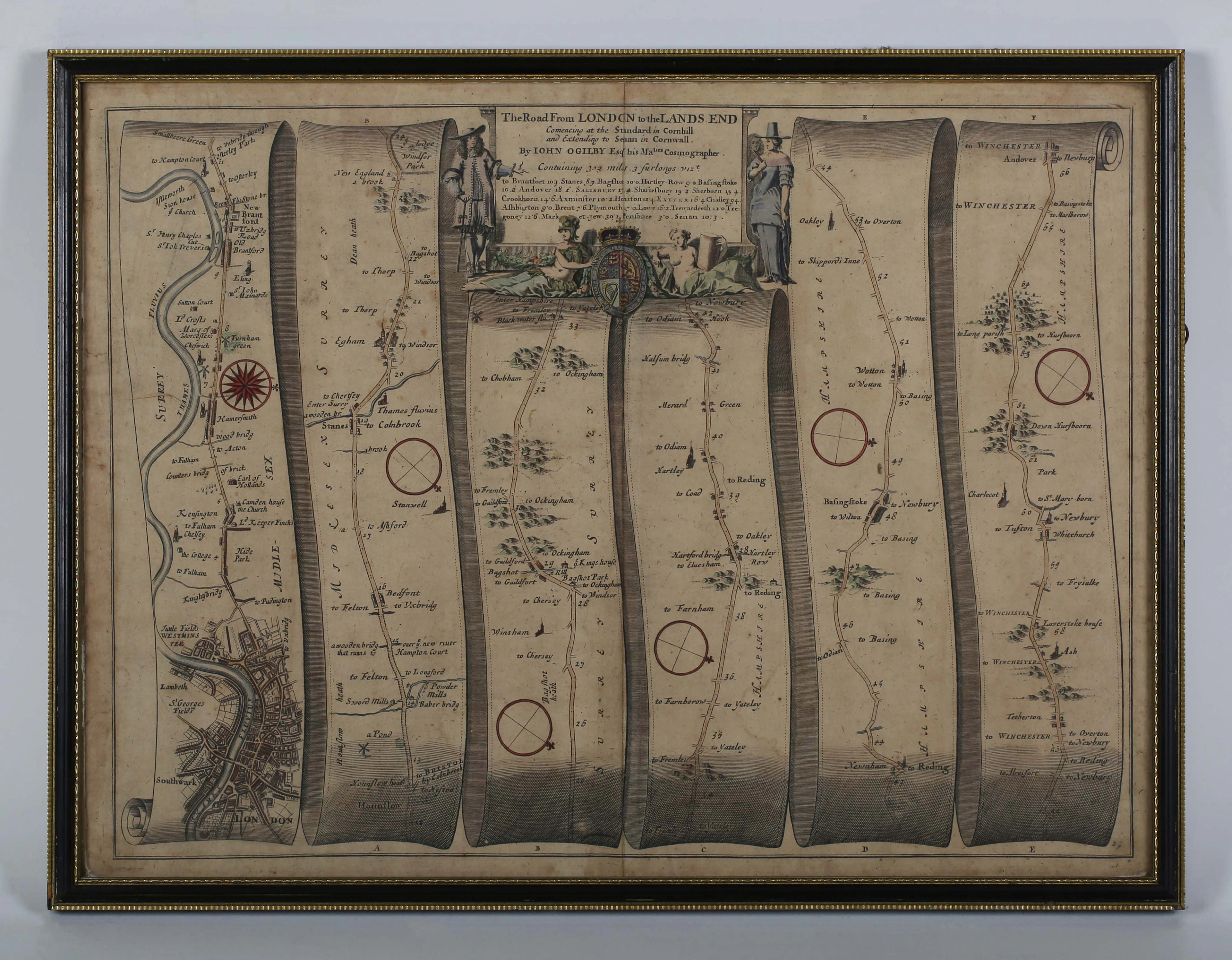 John Ogilby - 'The Road from London to the Lands End', four engravings