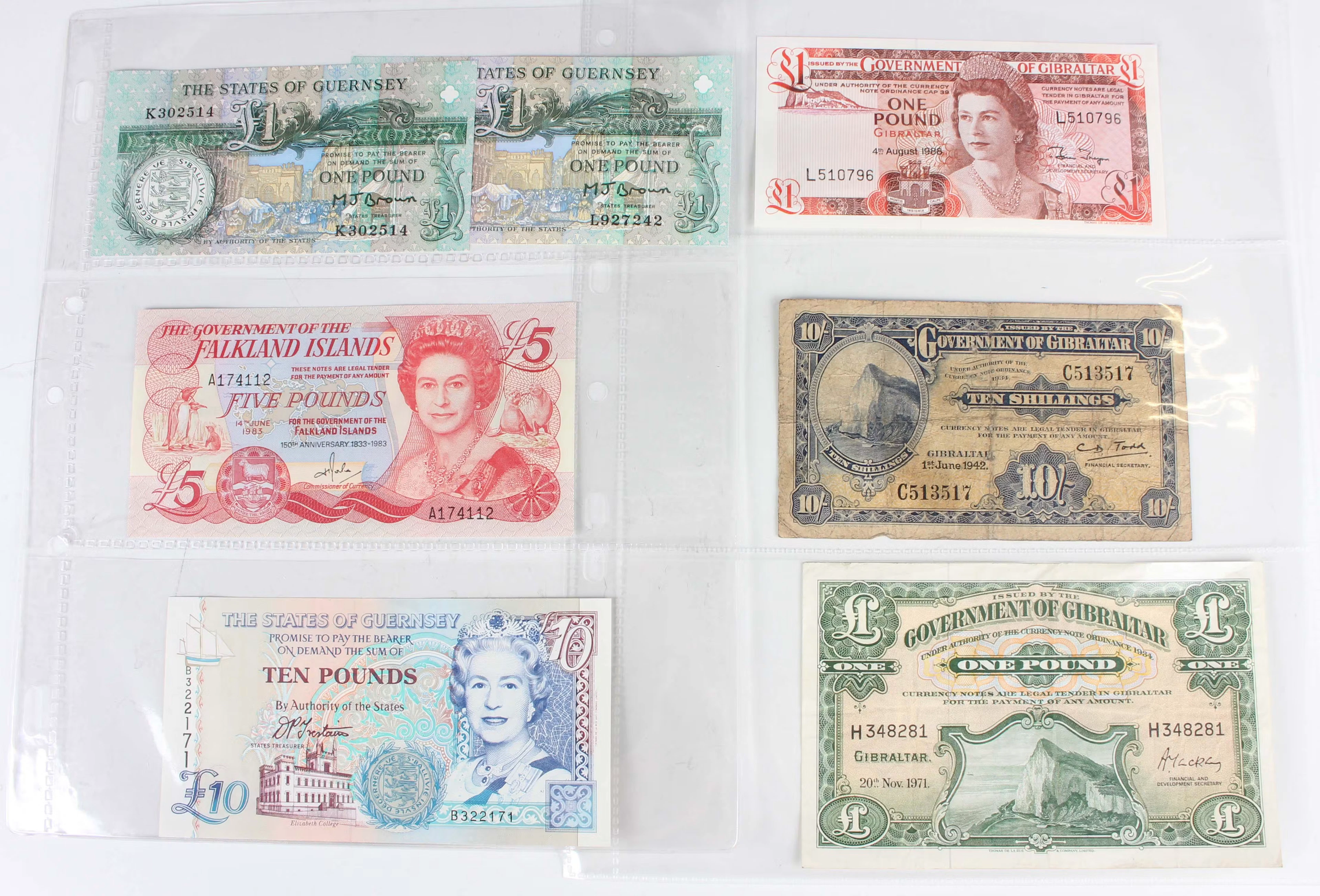 A large collection of British Territories banknotes, including a Government