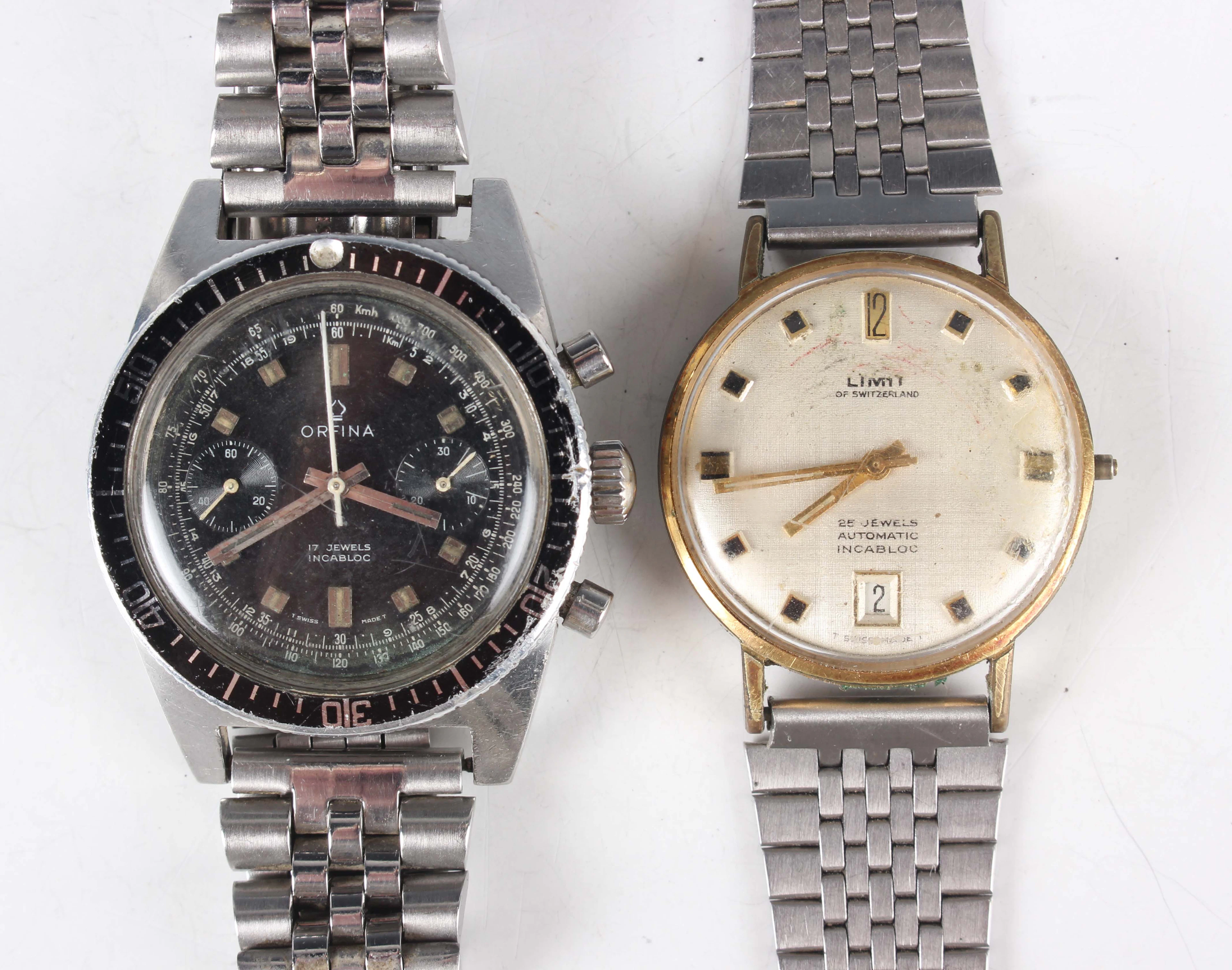 An Orfina stainless steel circular cased gentleman's chronograph wristwatch
