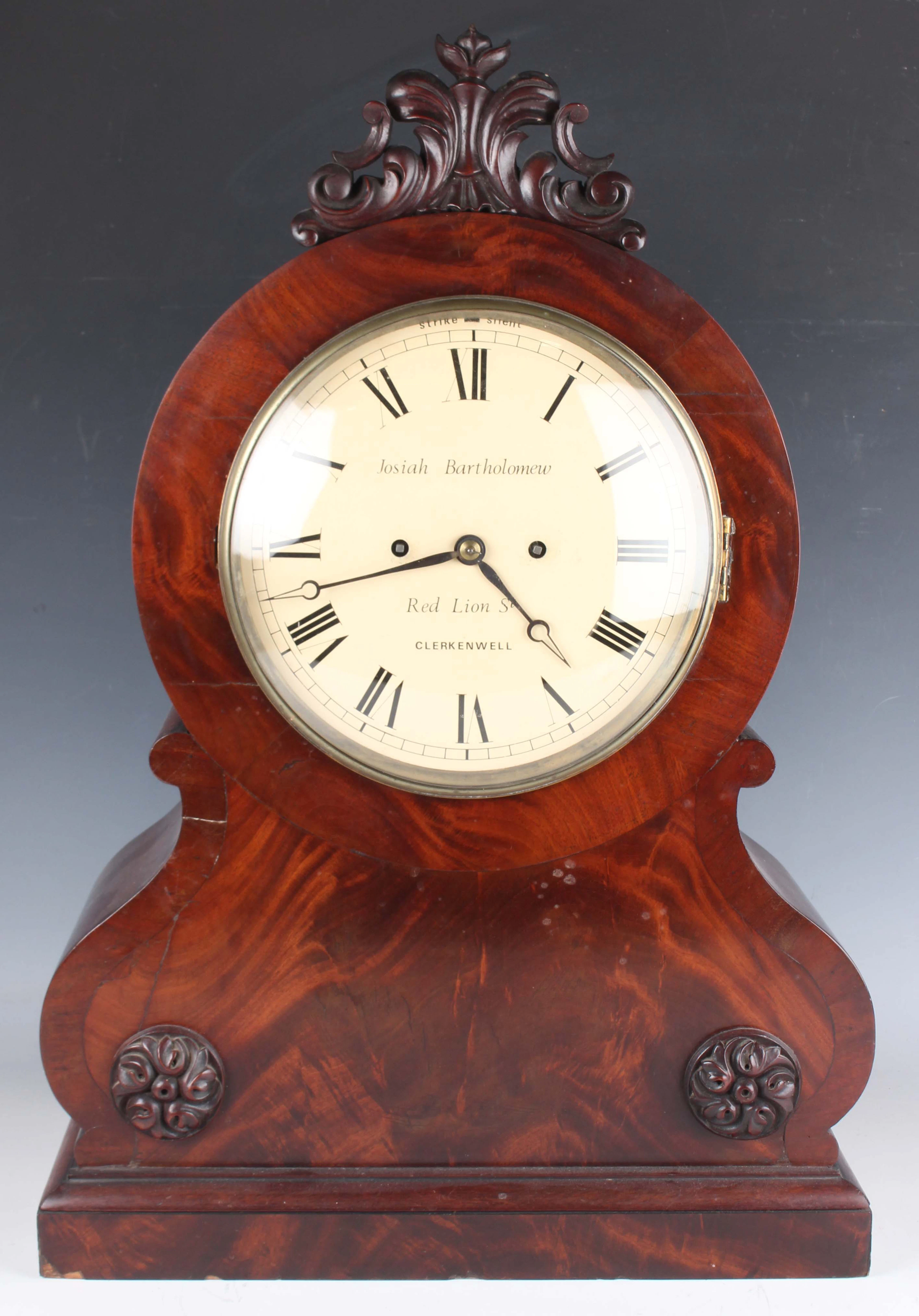 An early Victorian mahogany bracket clock with eight day twin fusee