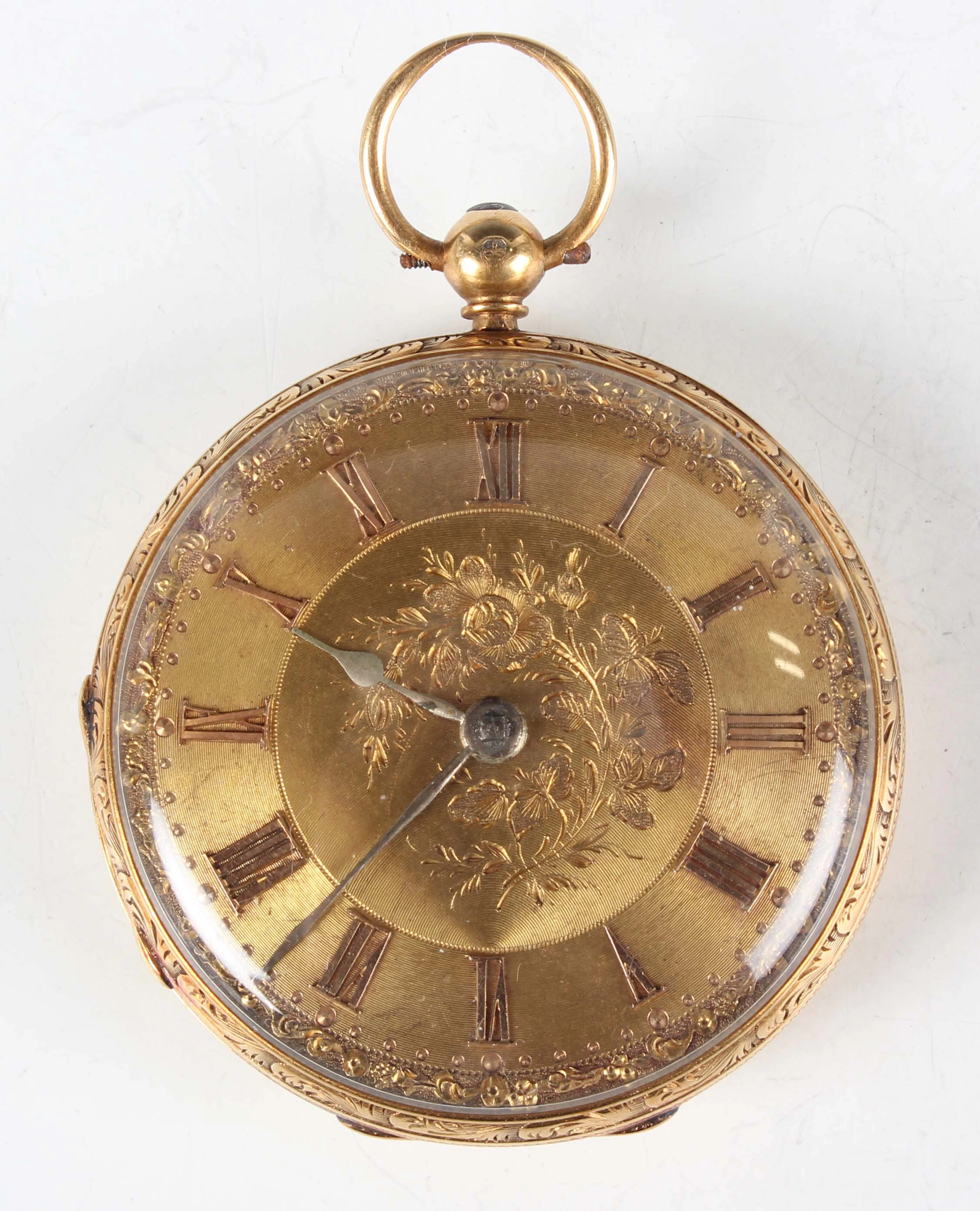 An 18ct gold cased keywind open-faced gentleman's pocket watch, the