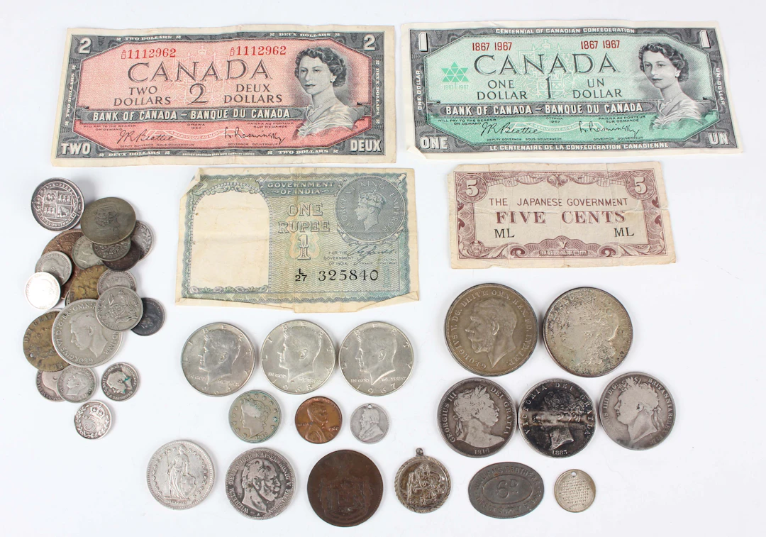 A small collection of European and world coins, banknotes and paranumismatic