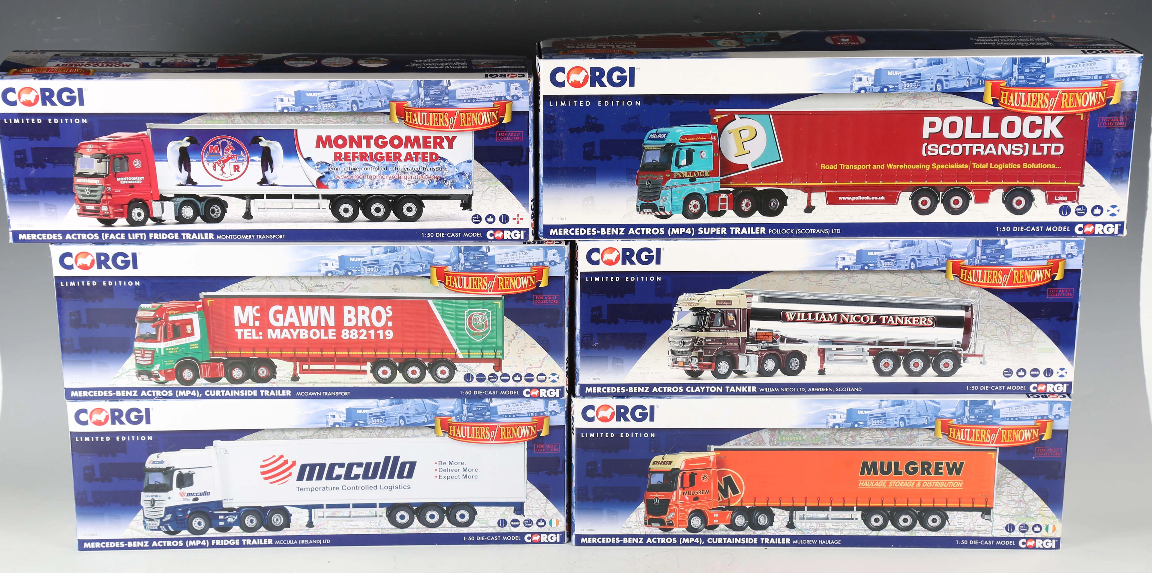 Six Corgi limited edition 1:50 scale Hauliers of Renown articulated