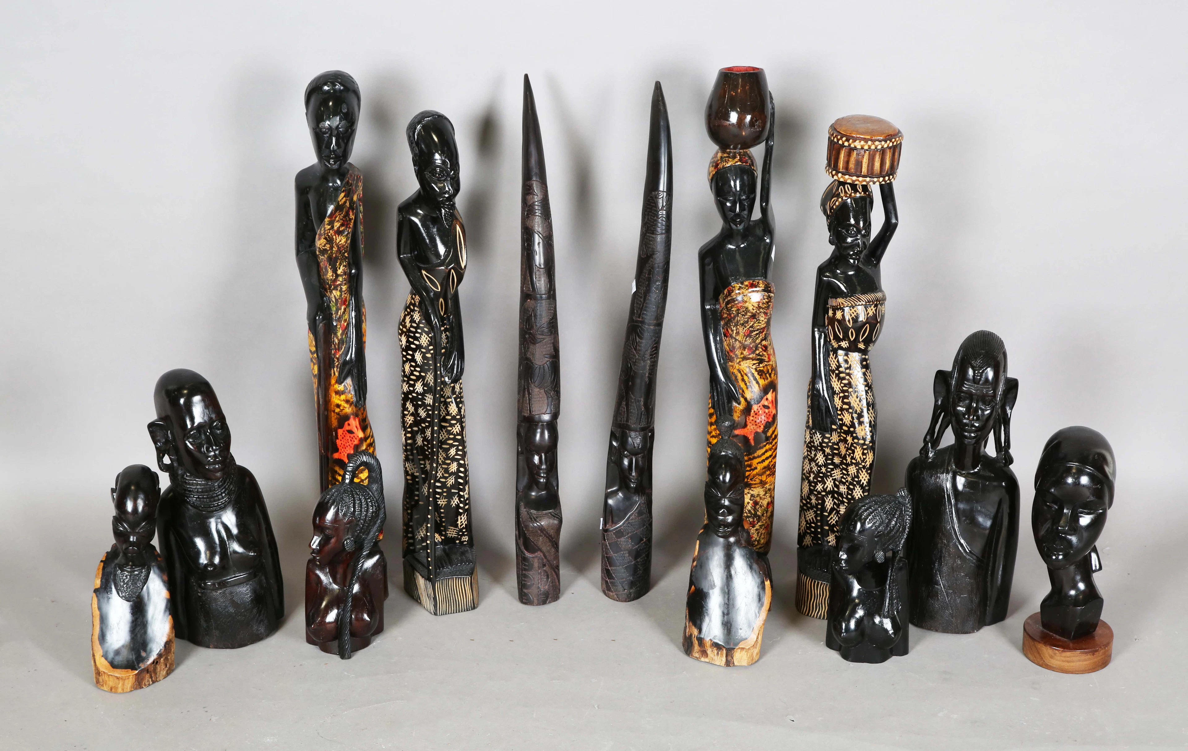 A collection of late 20th century African carved hardwood sculptures