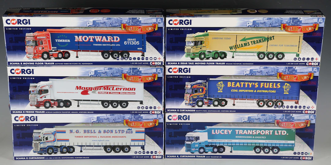 Six Corgi limited edition 1:50 scale Hauliers of Renown articulated