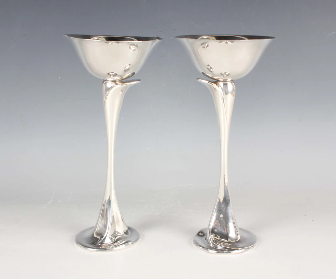 A pair of Tiffany & Co Spain .925 sterling pedestal dishes, designed