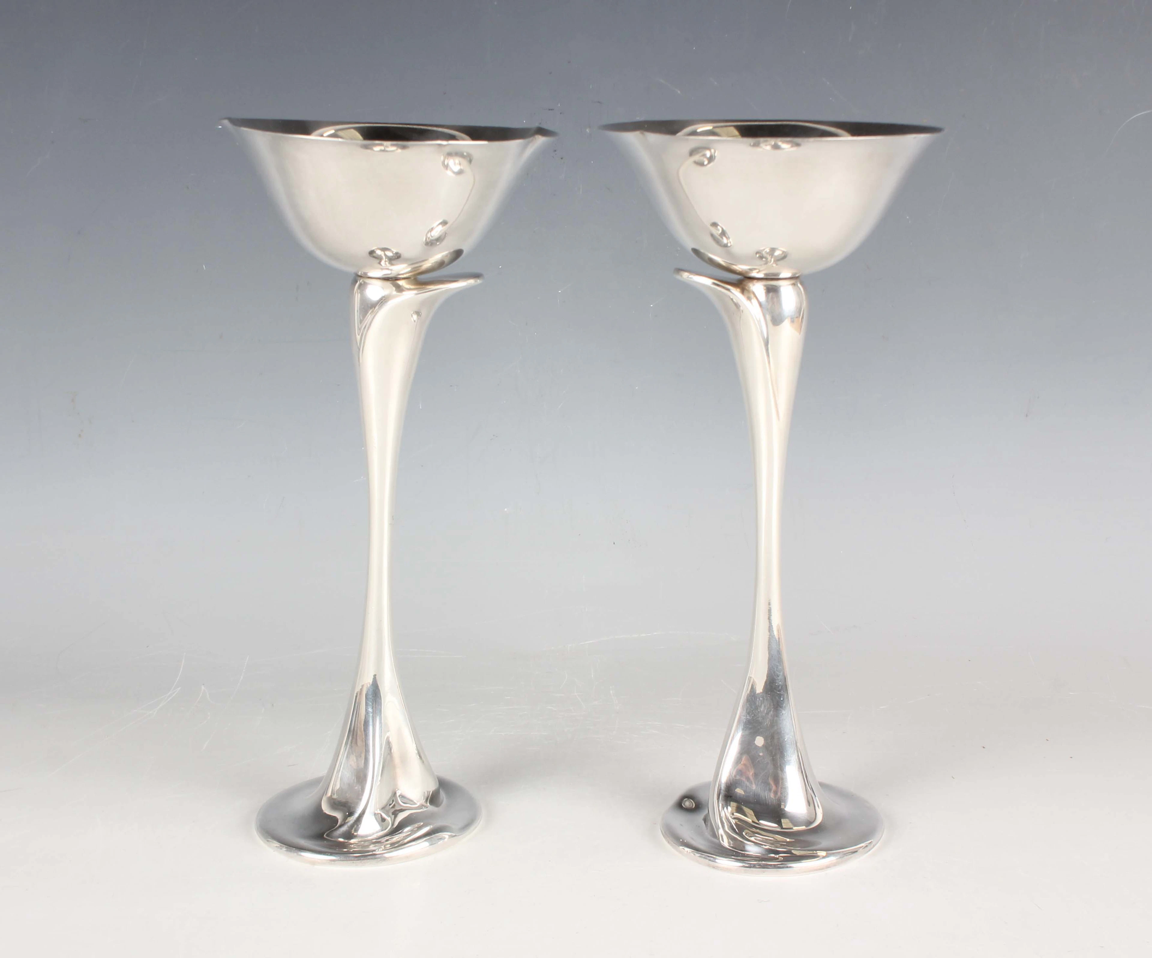 A pair of Tiffany & Co Spain .925 sterling pedestal dishes, designed