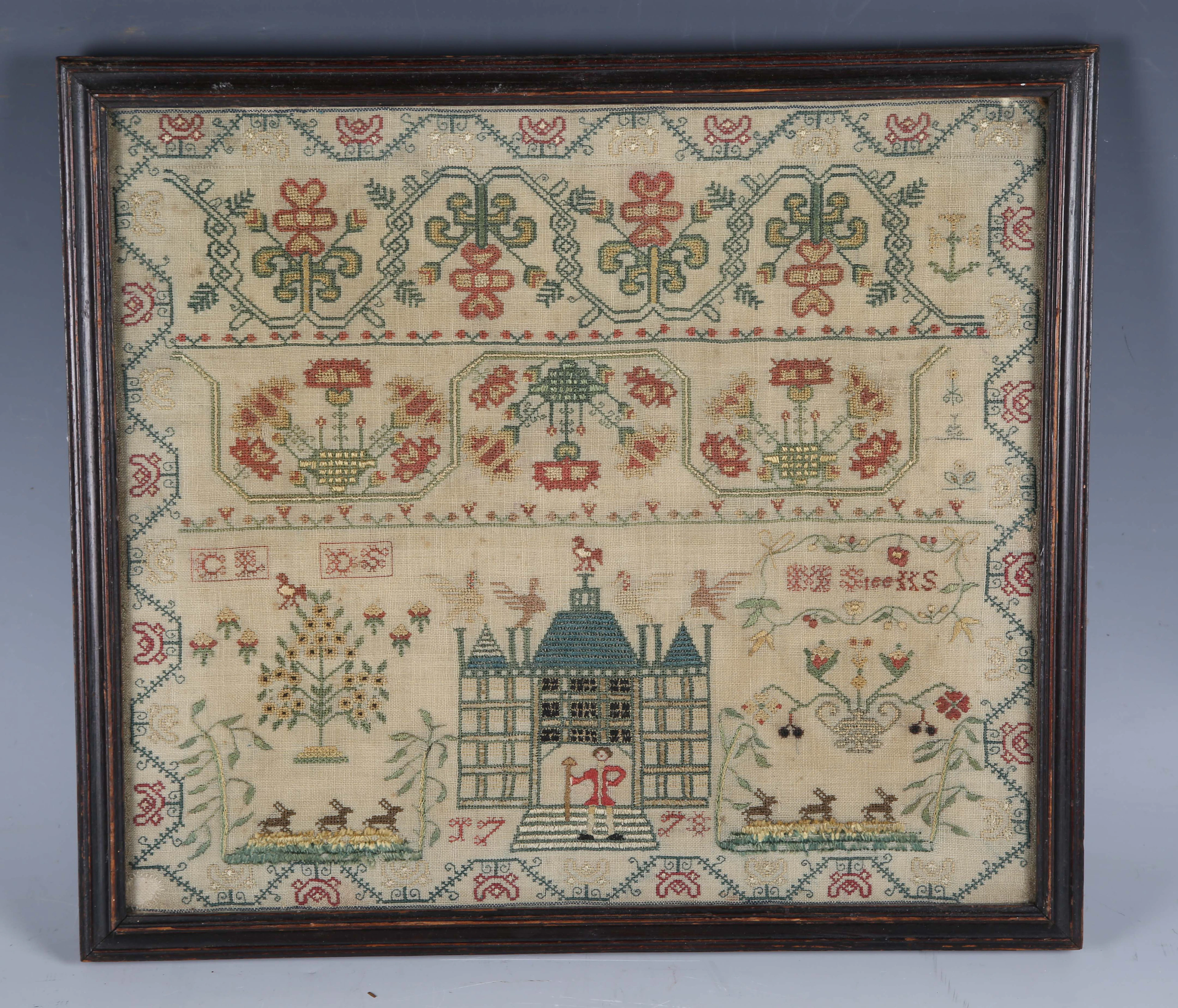A George III needlework sampler by M. Steeks, dated 1778, finely worked
