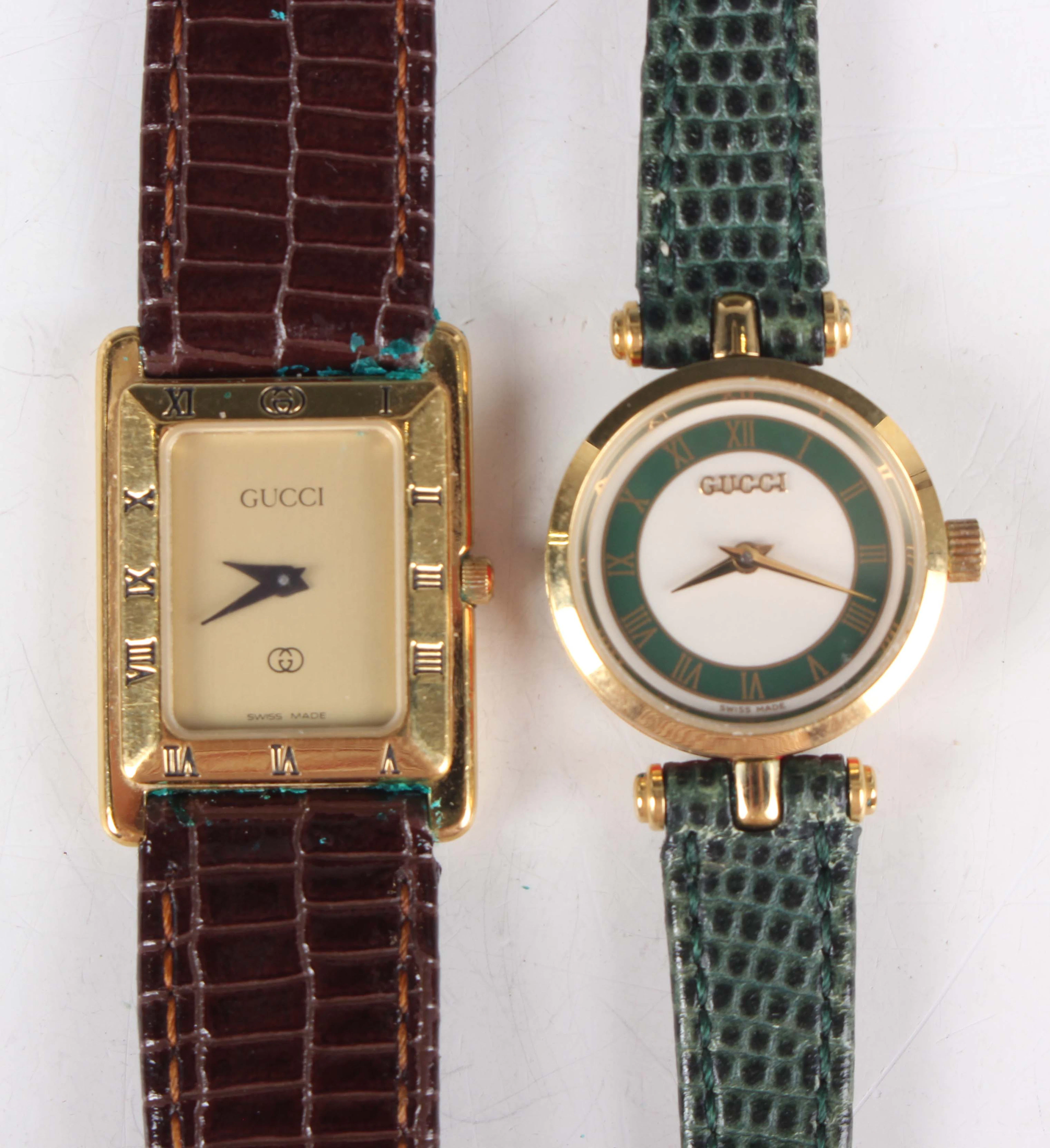 A Gucci gilt metal rectangular cased lady's wristwatch, Ref. 4200L