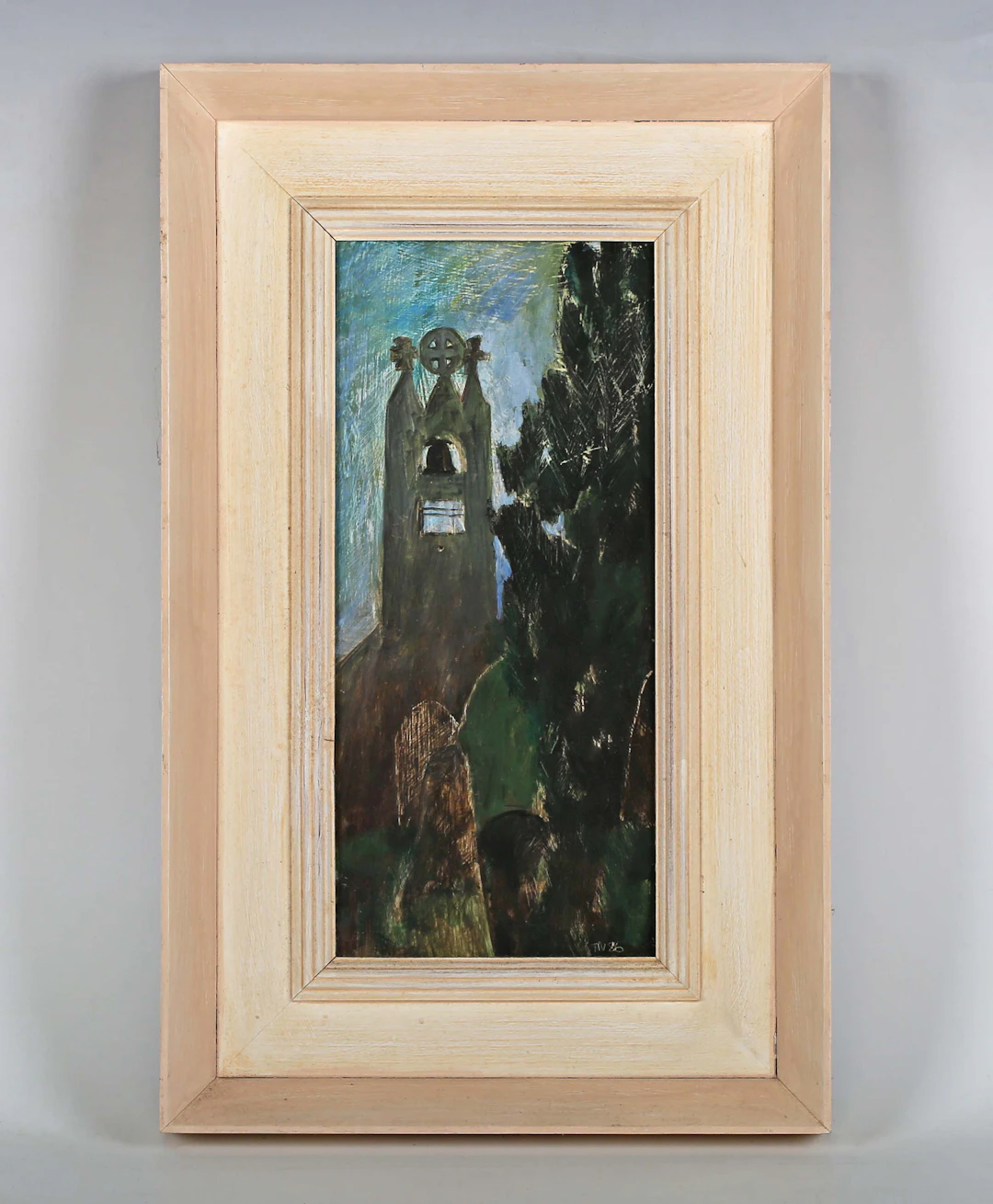 Tessa Newcomb (British b.1955) - ‘Bell Tower’, oil on board, signed