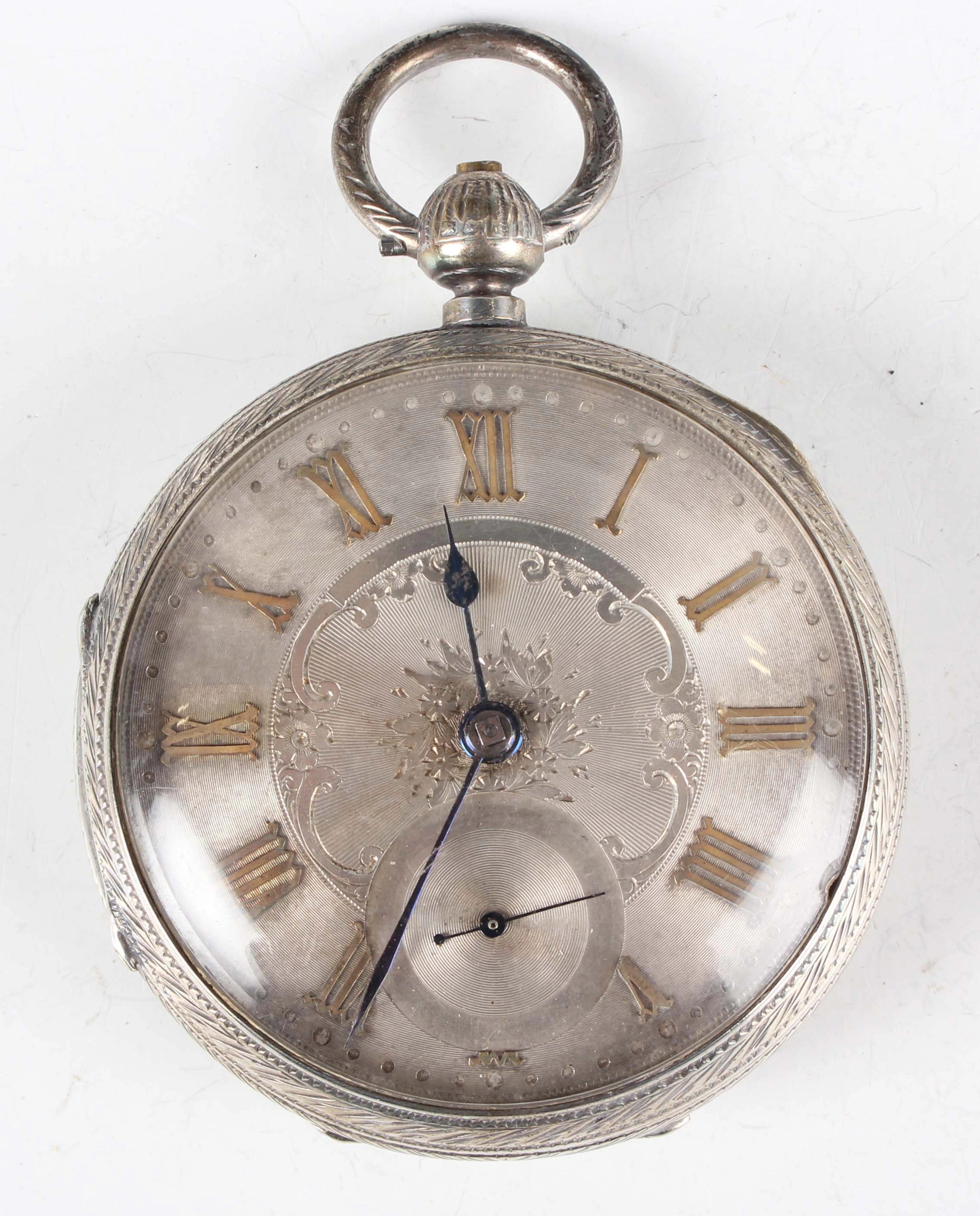 A late Victorian silver cased keywind open-faced gentleman's pocket
