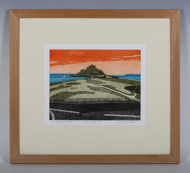 John Brunsdon (1933-2014) - 'St Michaels Mount', colour etching with