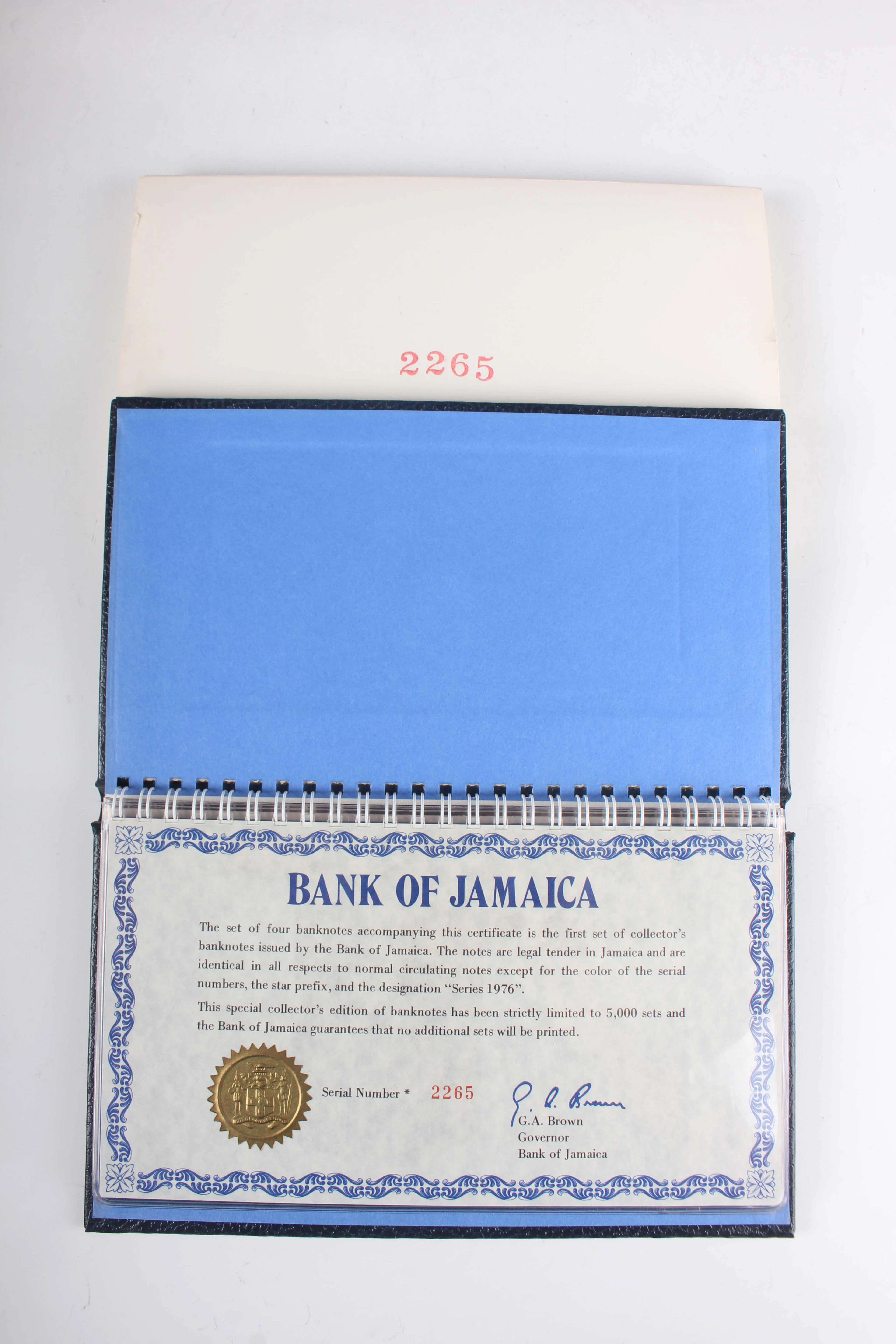 A Bank of Jamaica deluxe presentation four-banknote set, comprising