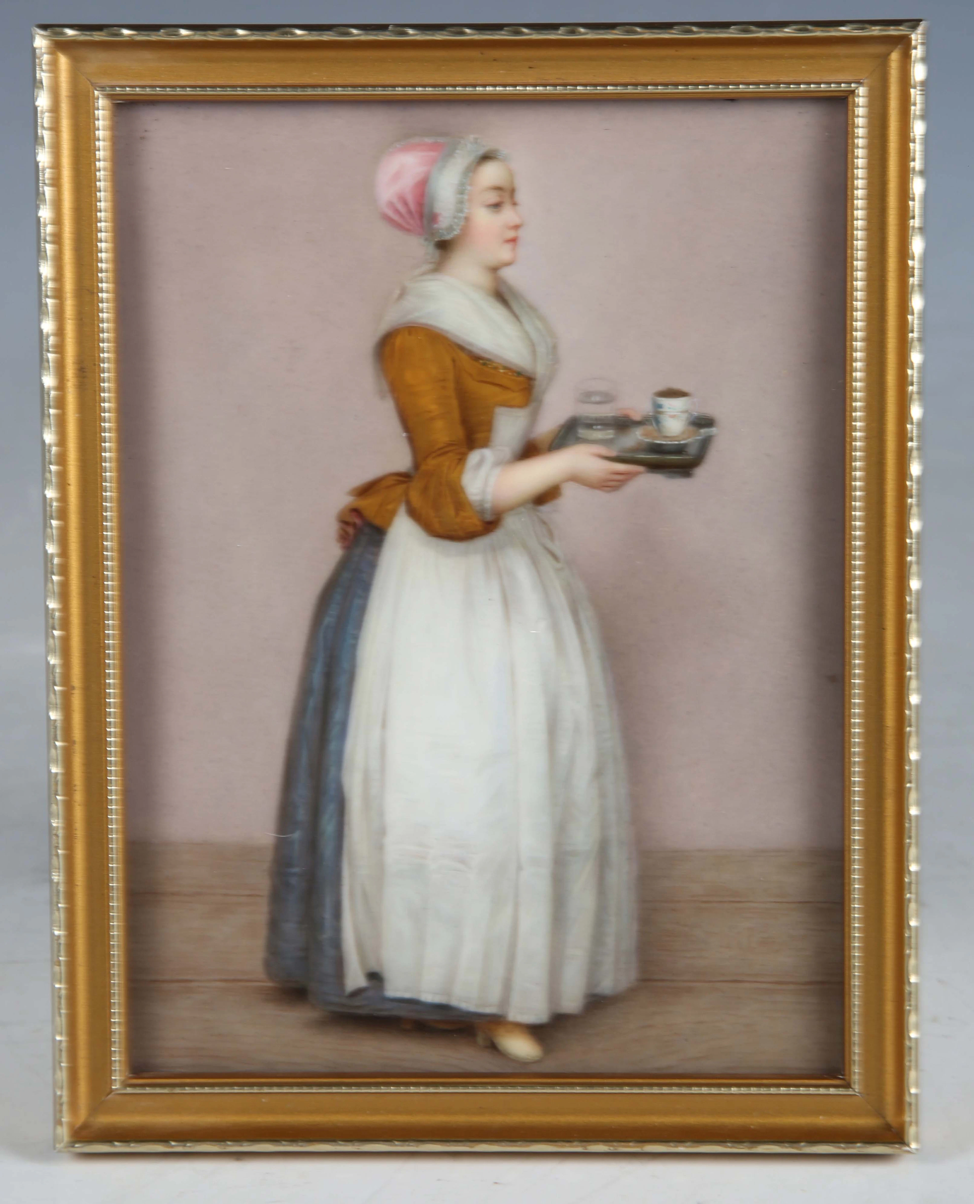 A KPM Berlin porcelain rectangular plaque, late 19th/early 20th century