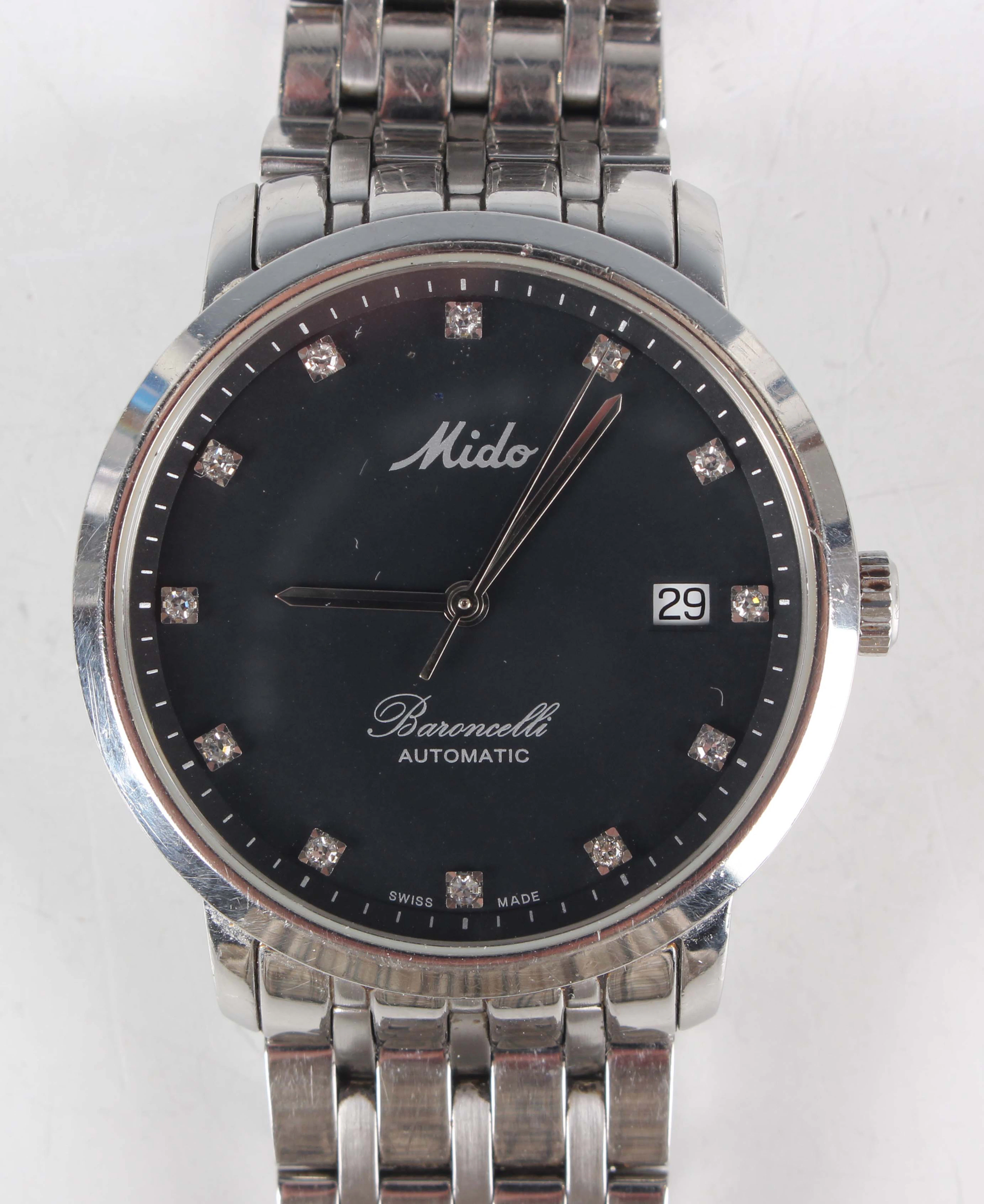 A Mido Baroncelli Automatic stainless steel gentleman's bracelet wristwatch
