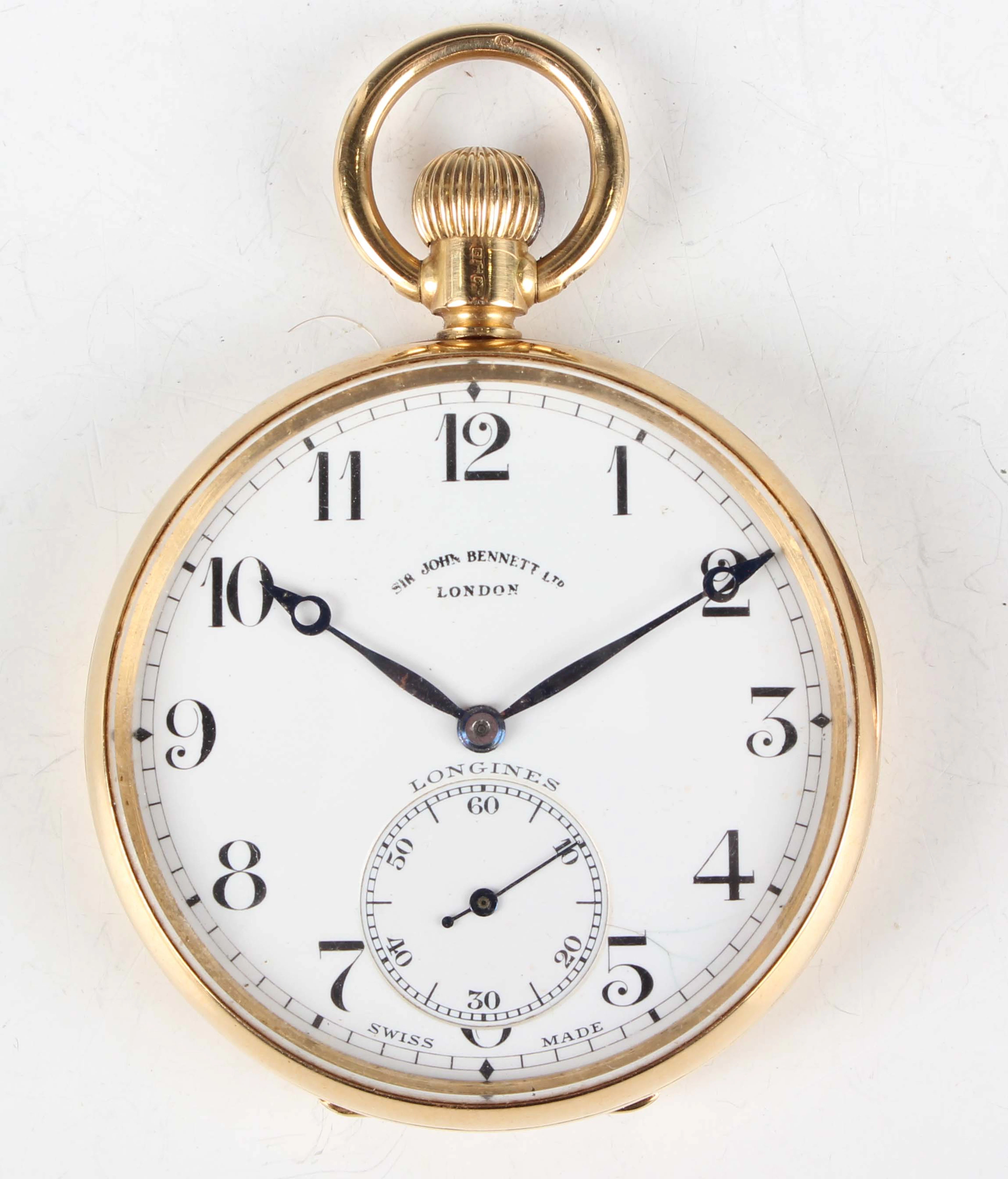 A Longines 18ct gold cased keyless wind open-faced gentleman's pocket